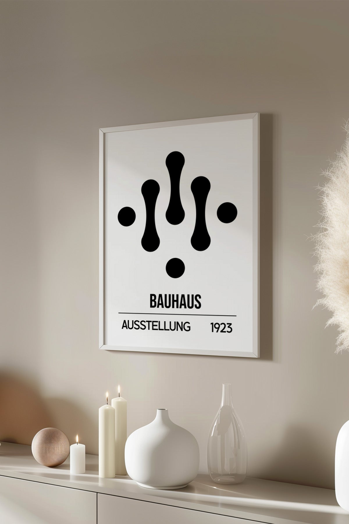 Bauhaus Serisi Beyaz Çerçeveli Poster, Tablo No:125