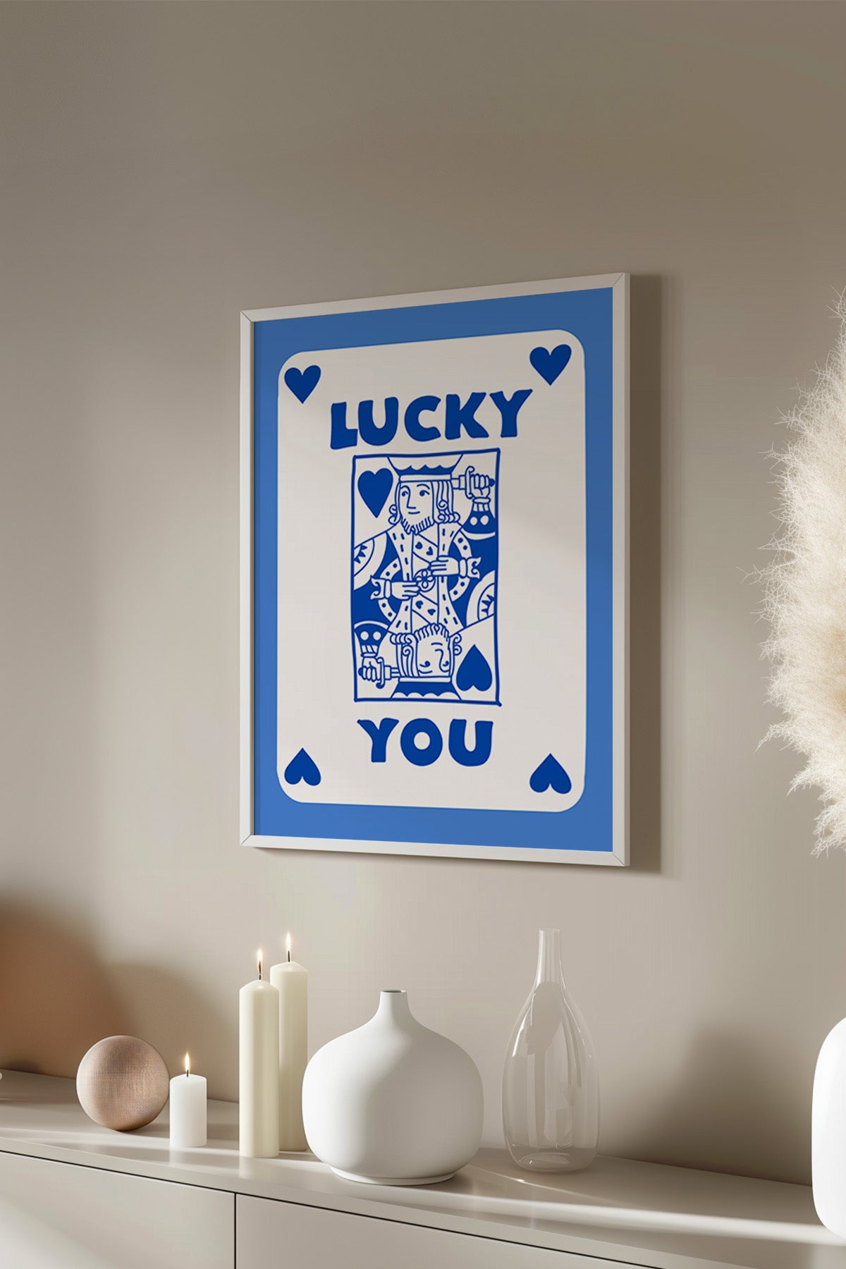 Lucky You Serisi Beyaz Çerçeveli Poster, Tablo Duvar Dekoru No:24