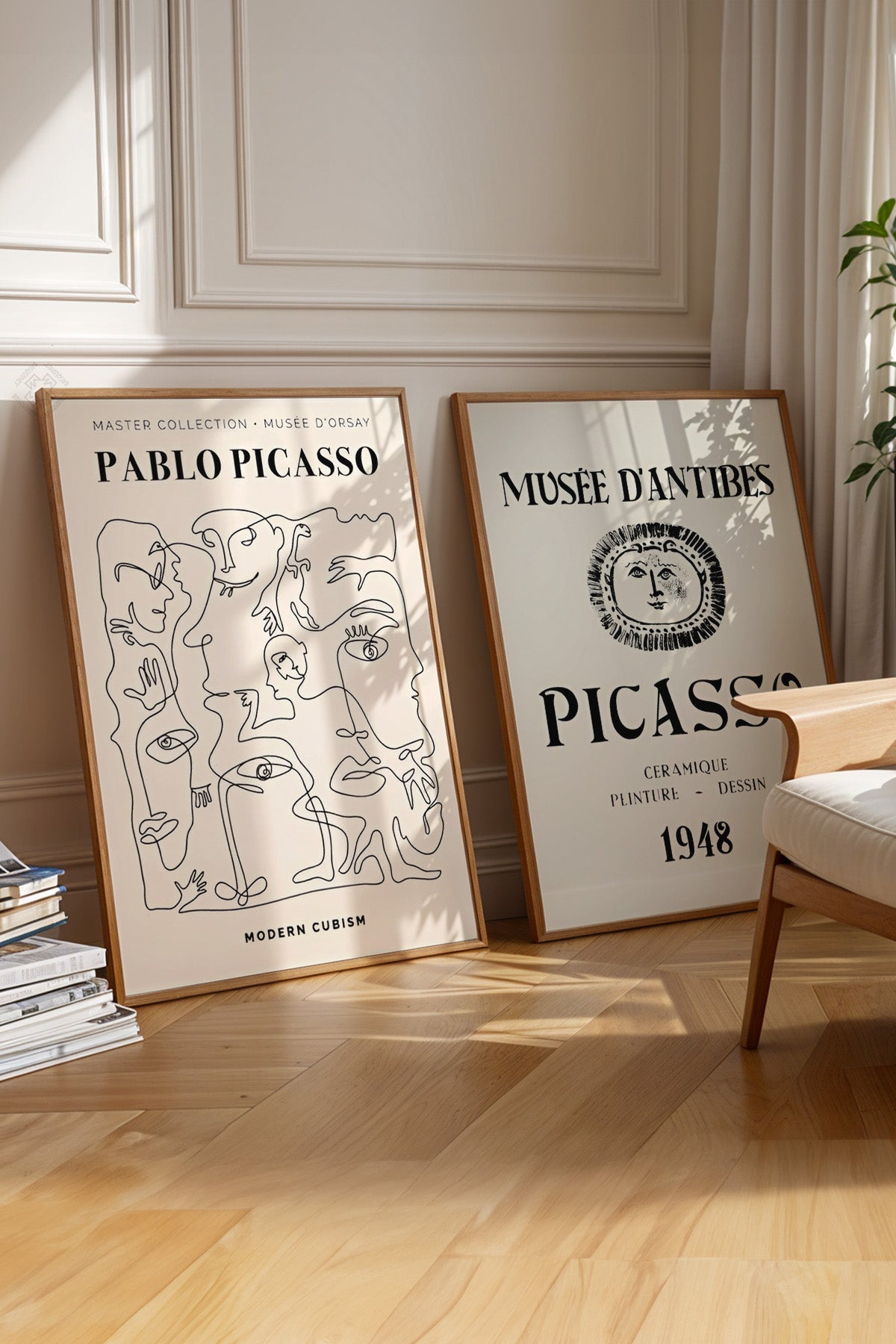 Picasso Minimal 2'li Ahşap Çerçeveli Poster, Tablo Seti No:25