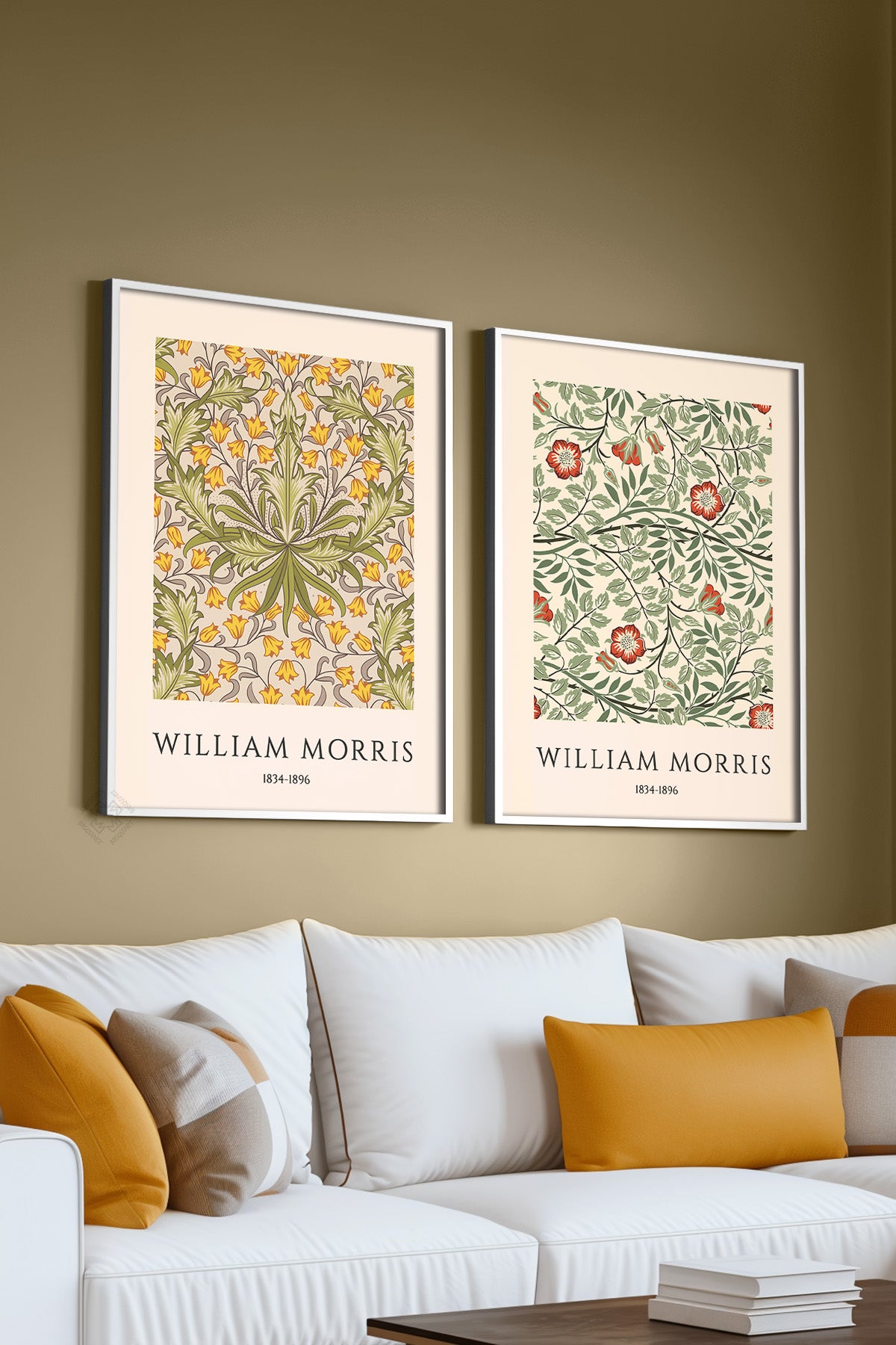 William Morris 2'li Beyaz Çerçeveli Poster, Tablo Seti No:21