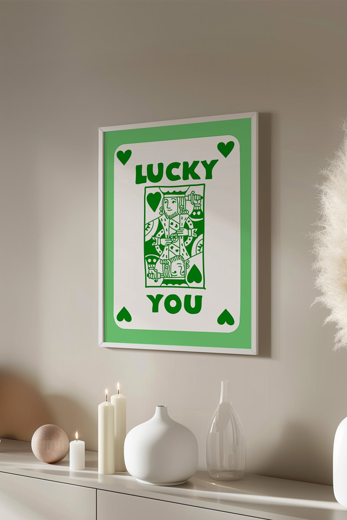 Lucky You Serisi Beyaz Çerçeveli Poster, Tablo Duvar Dekoru No:128