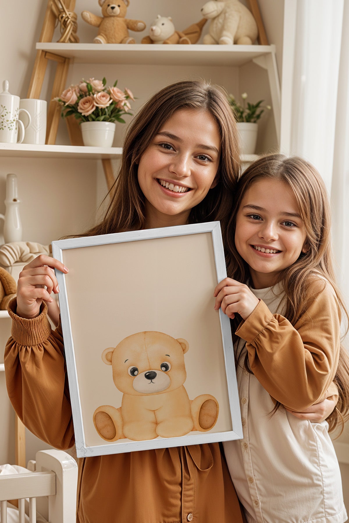 Çocuk Odası, Bebek Odası Beyaz Çerçeveli Poster, Tablo No:17