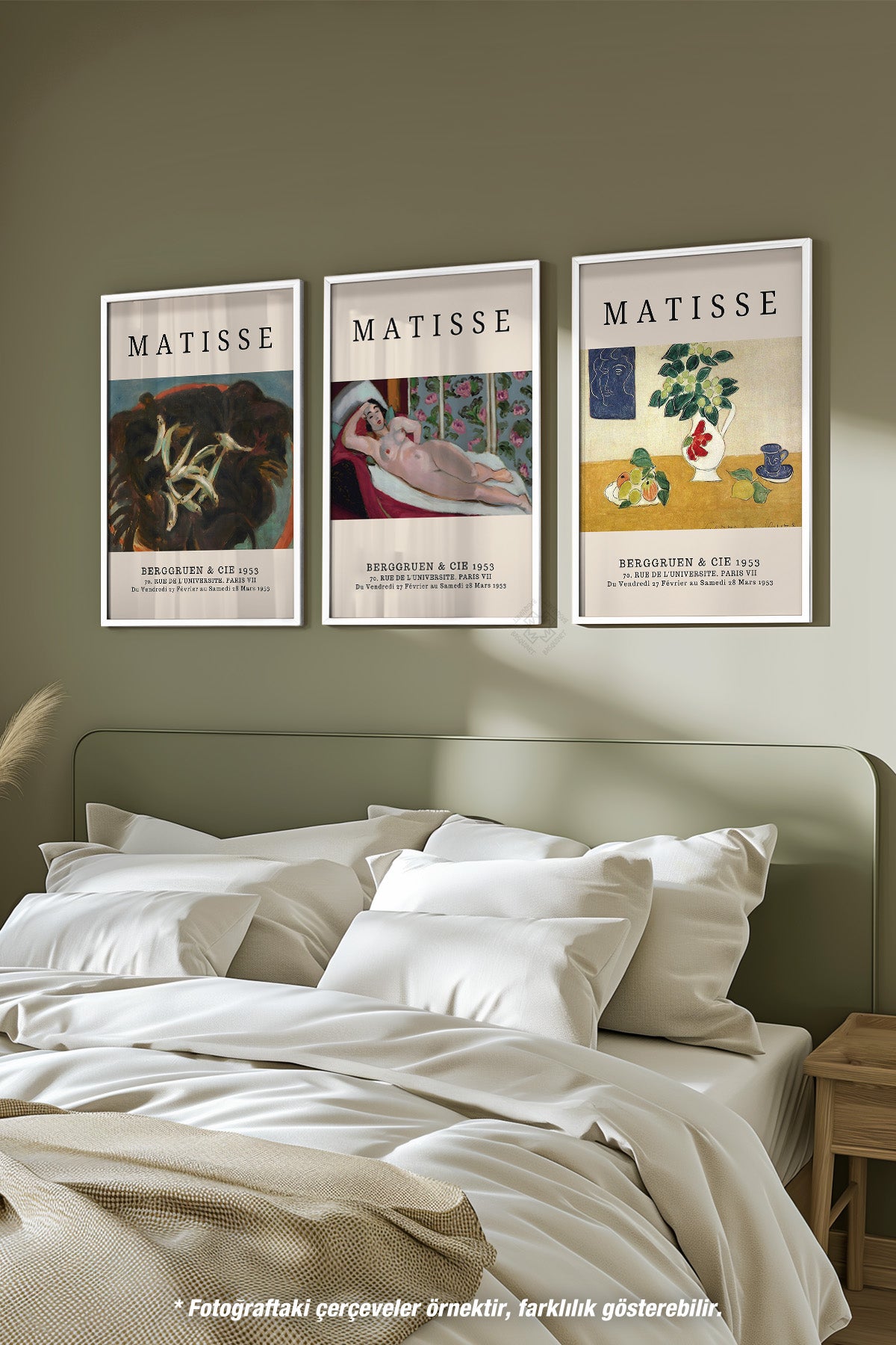 Matisse Sanatsal 3'lü Beyaz Çerçeveli Poster, Tablo Seti No:13