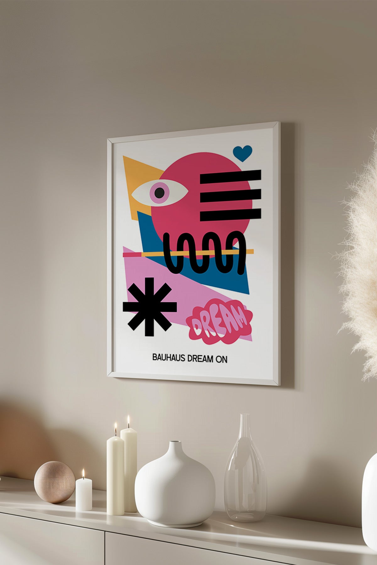Bauhaus Serisi Beyaz Çerçeveli Poster, Tablo No:117