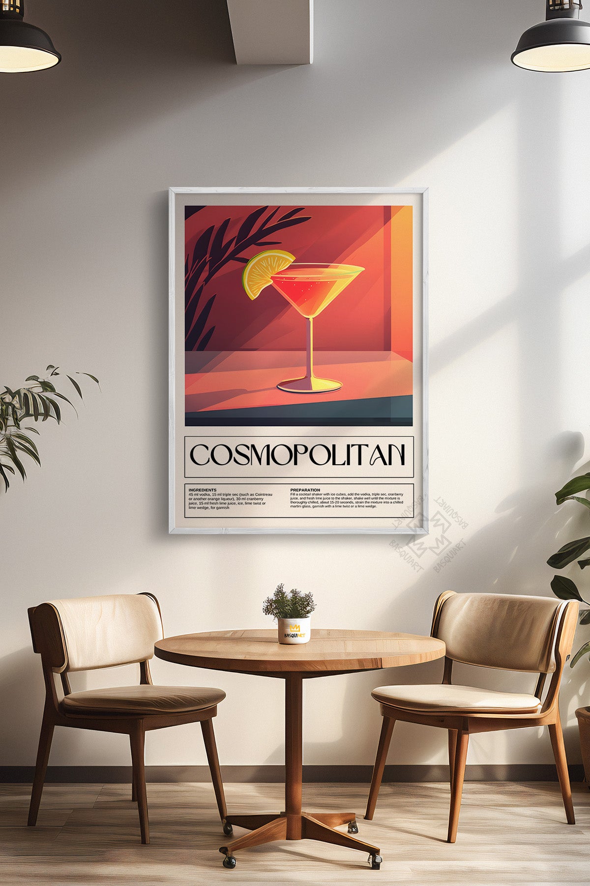 Kokteyl Serisi Beyaz Çerçeveli Poster, Tablo, Cafe, Restoran, Mutfak Duvar Dekoru No:7