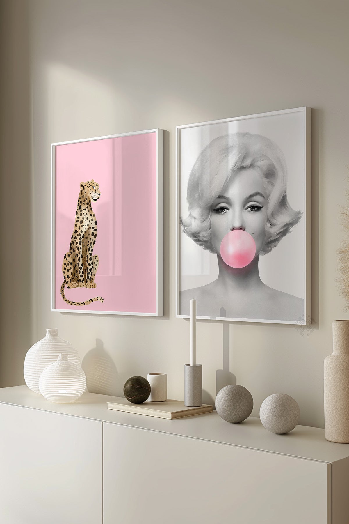Marilyn Monroe 2'li Beyaz Çerçeveli Poster, Tablo Seti No:6