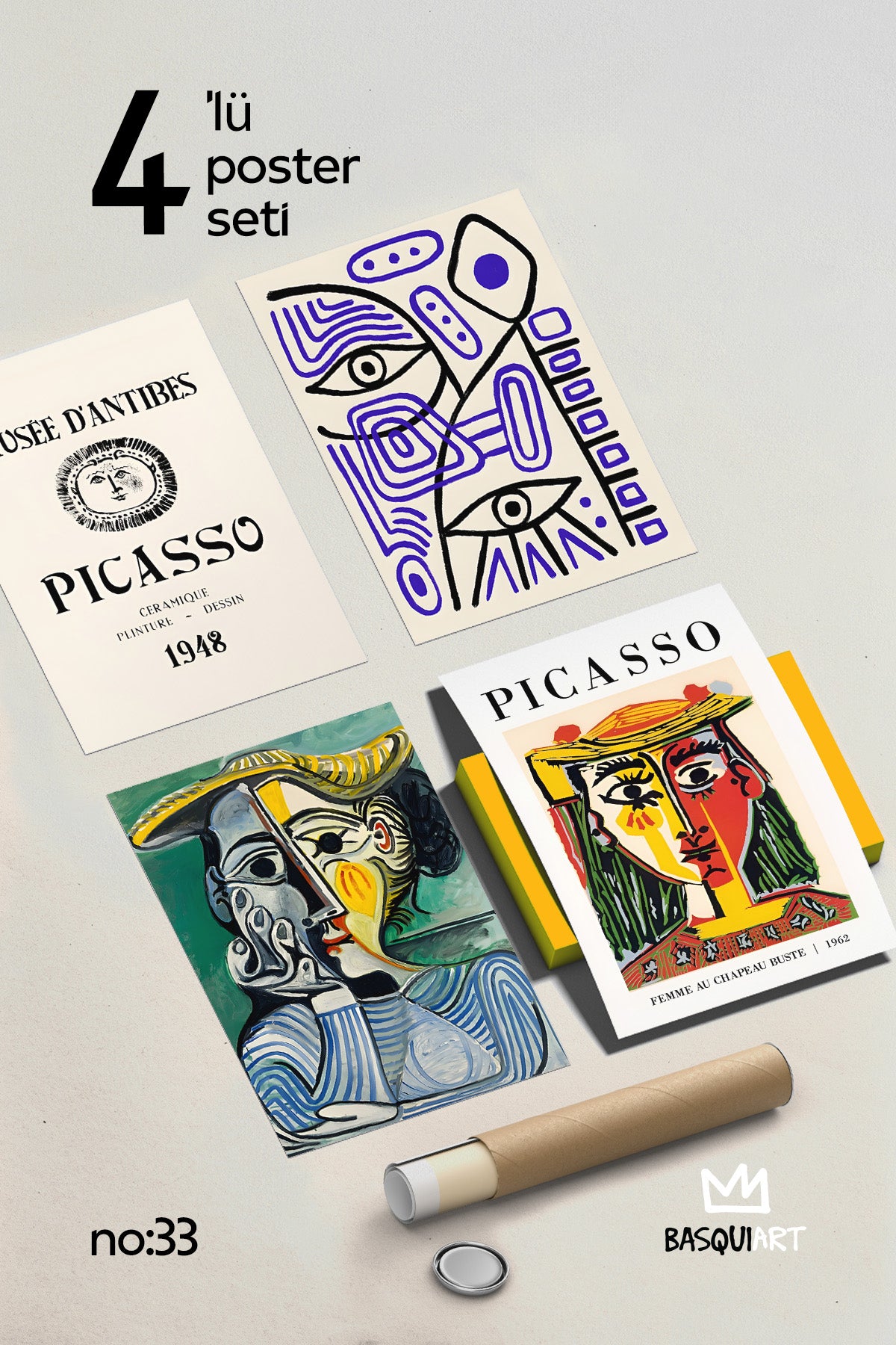 Picasso 4'lü Poster Seti, Duvar Dekoru No:33