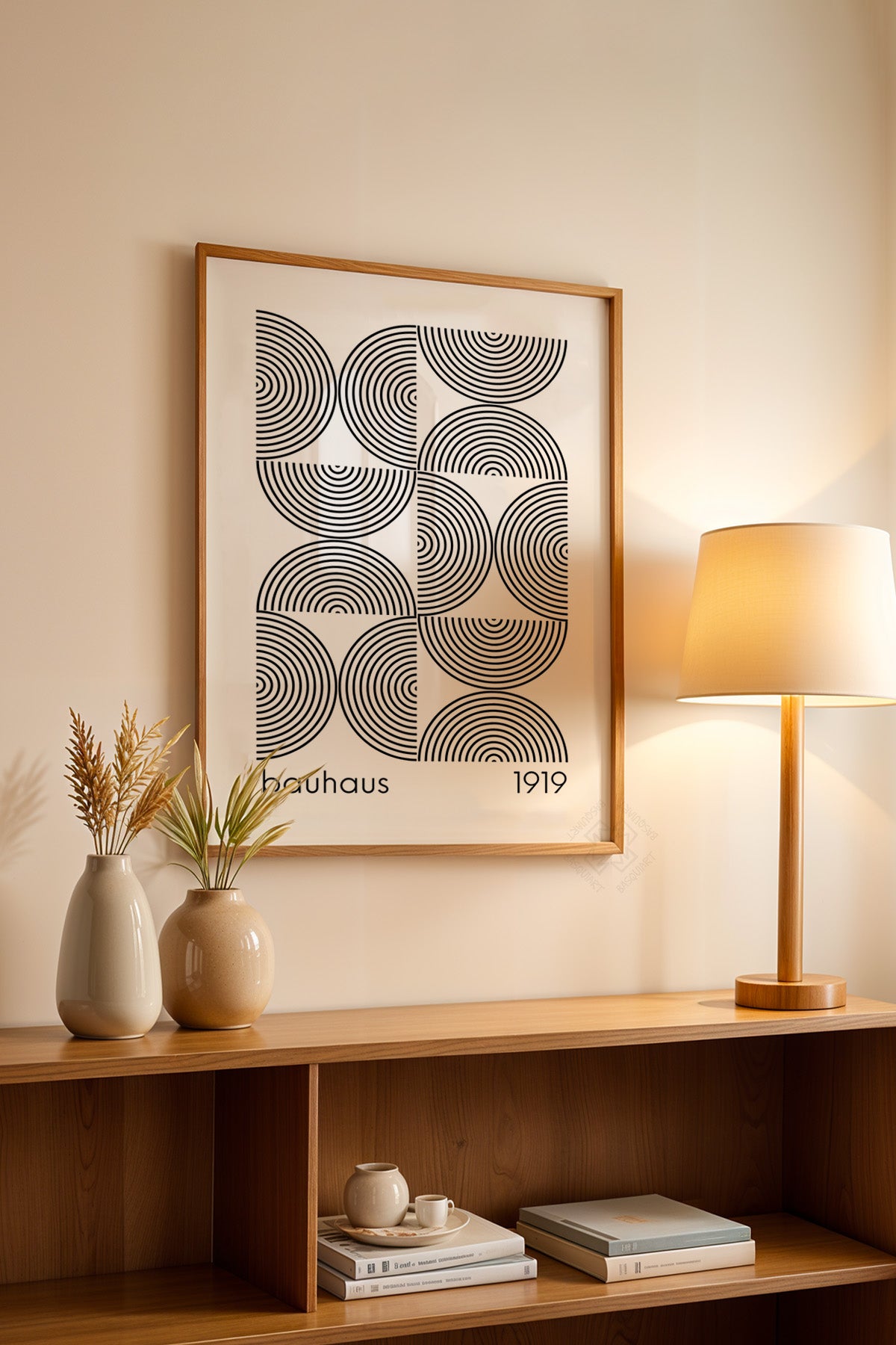 Bauhaus Serisi Ahşap Çerçeveli Poster, Tablo No:46