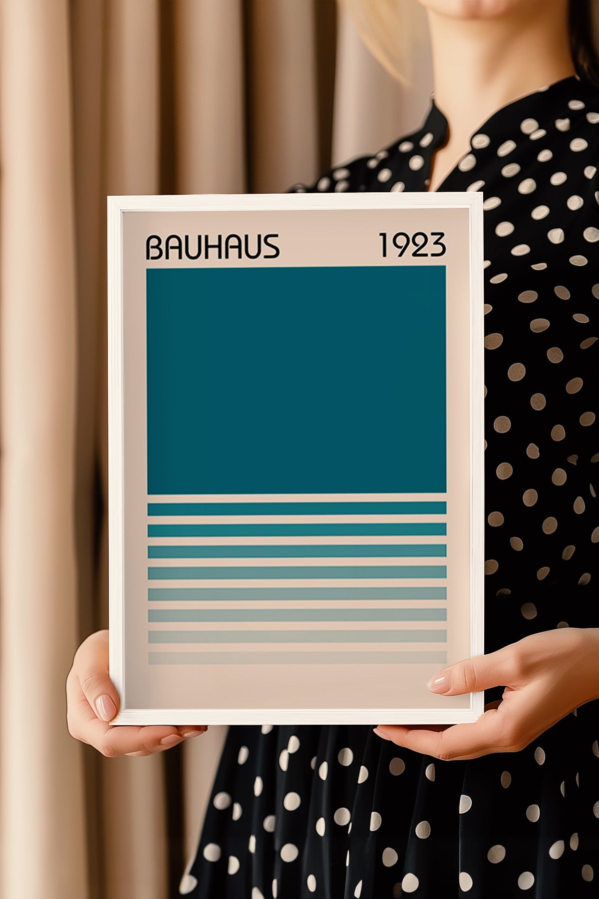 Bauhaus Serisi Beyaz Çerçeveli Poster, Tablo No:19
