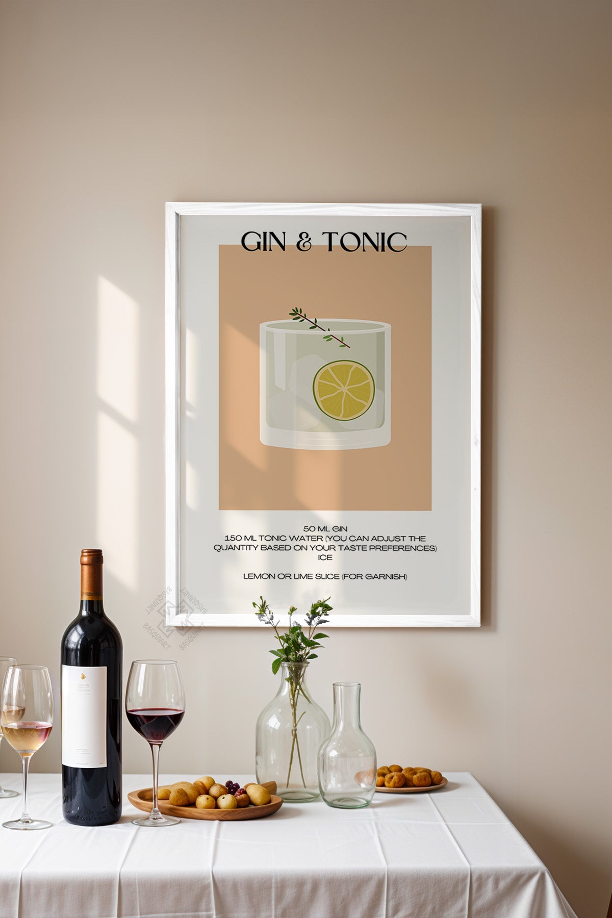 Kokteyl Serisi Beyaz Çerçeveli Poster, Tablo, Cafe, Restoran, Mutfak Duvar Dekoru No:23