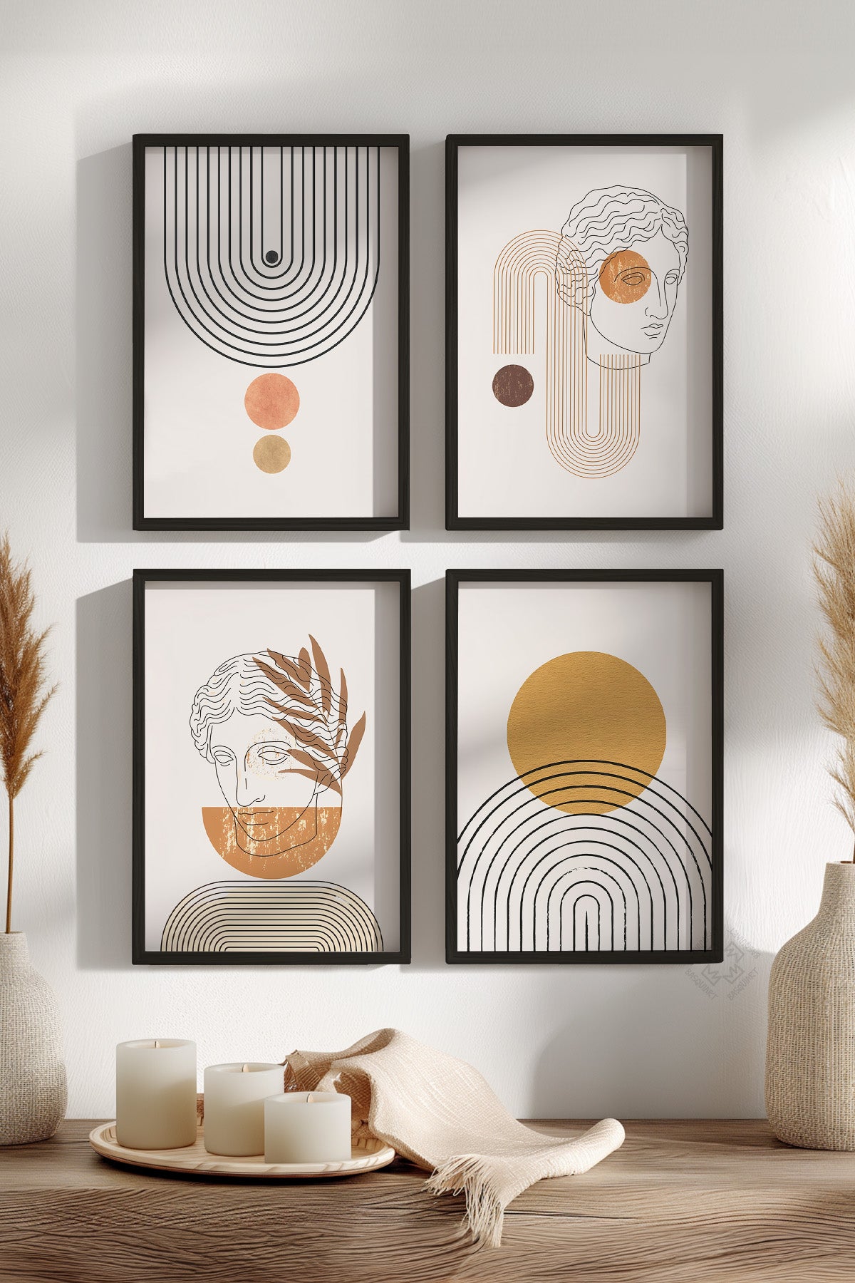 Bohemian 4'lü Siyah Çerçeveli Poster, Tablo Seti No:17
