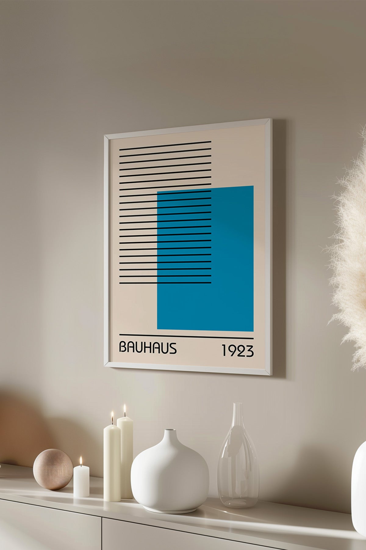 Bauhaus Serisi Beyaz Çerçeveli Poster, Tablo No:16