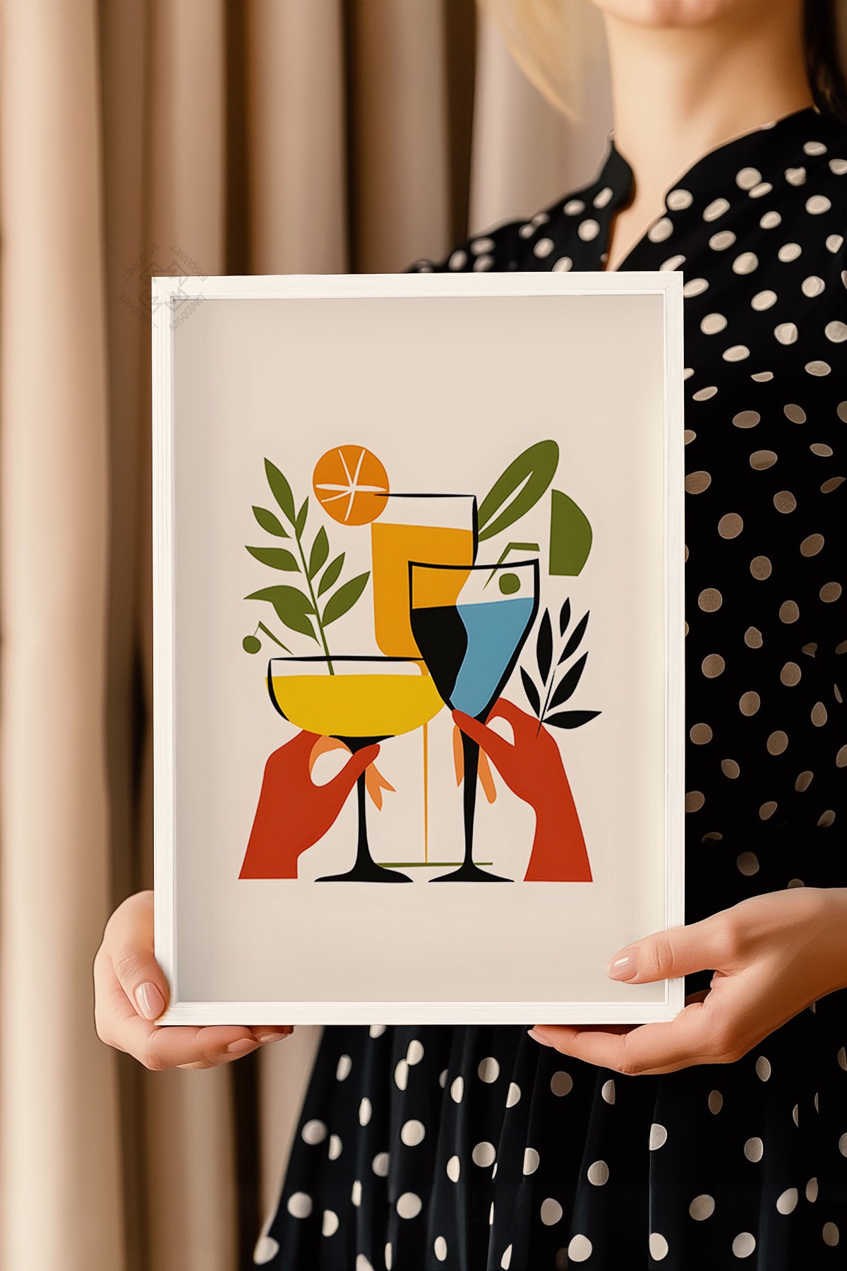 Kokteyl Serisi Beyaz Çerçeveli Poster, Tablo, Cafe, Restoran, Mutfak Duvar Dekoru No:35