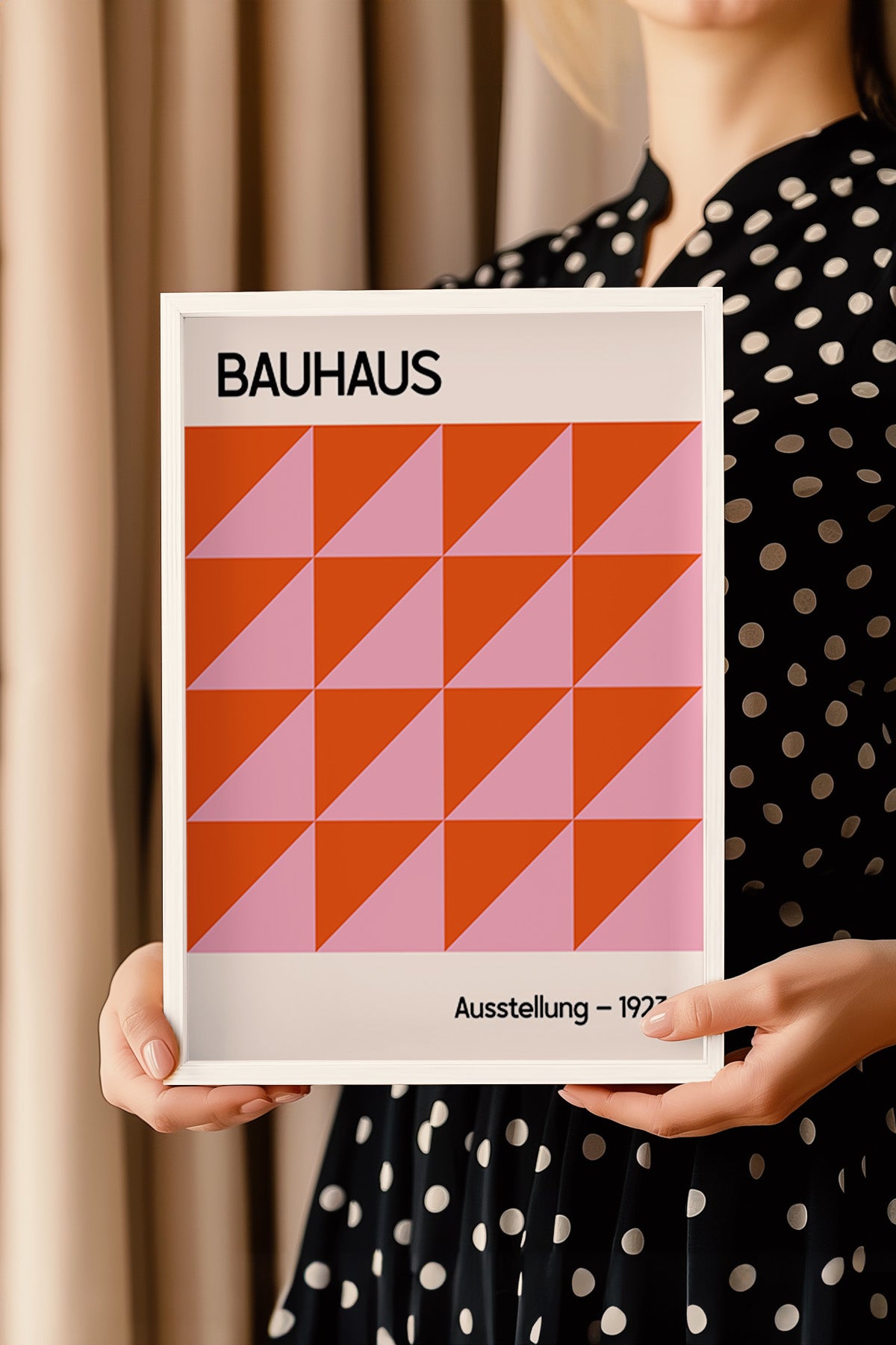 Bauhaus Serisi Beyaz Çerçeveli Poster, Tablo No:124