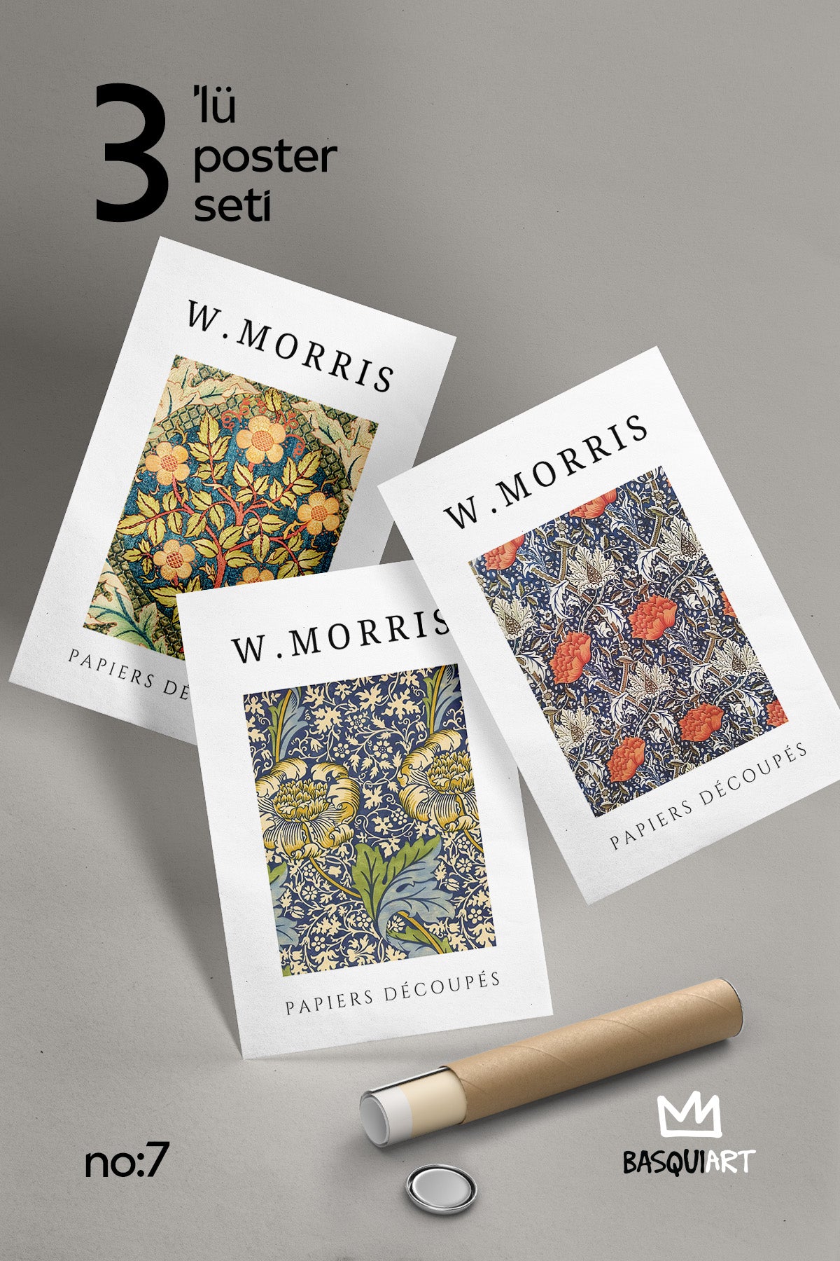 Morris Sanatsal Dekorasyon 3'lü Poster Seti, Duvar Dekoru No:7