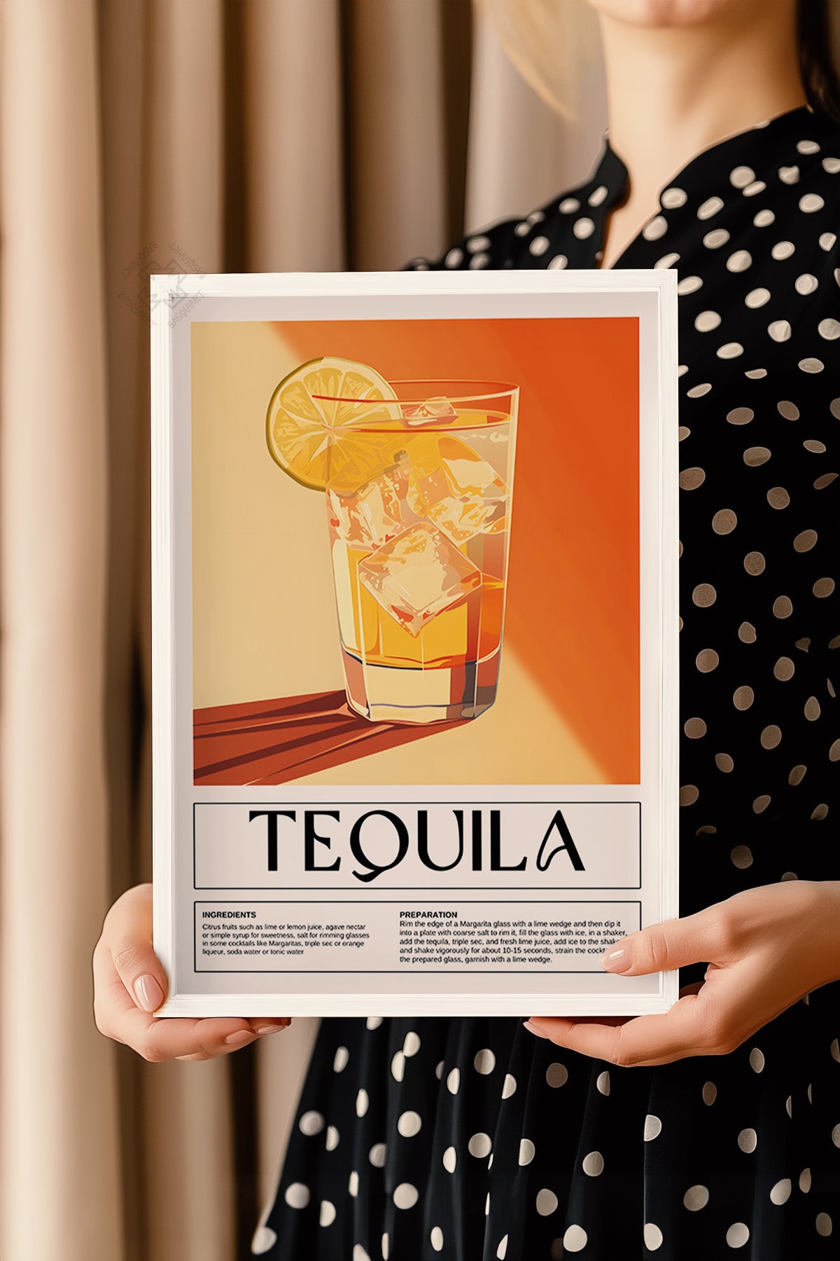 Kokteyl Serisi Beyaz Çerçeveli Poster, Tablo, Cafe, Restoran, Mutfak Duvar Dekoru No:14