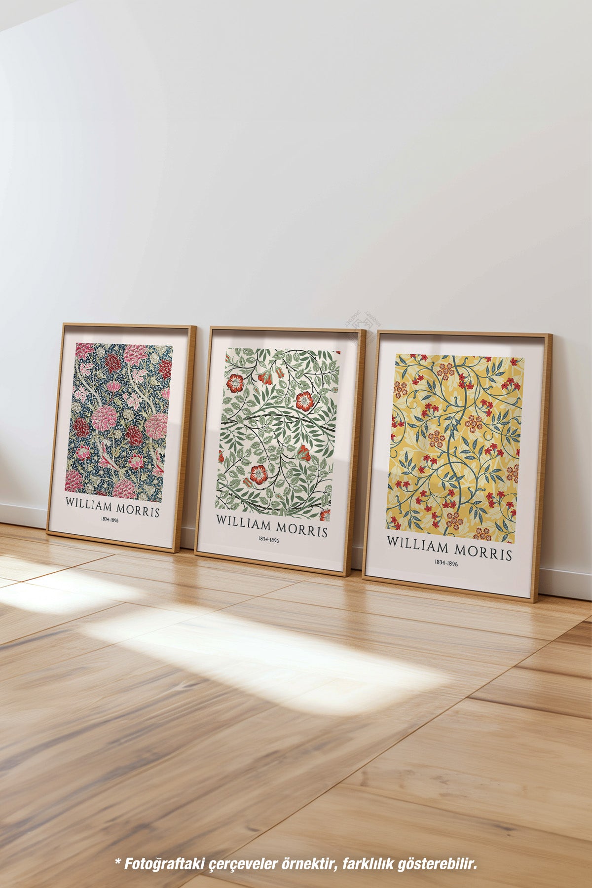 William Morris 3'lü Ahşap Çerçeveli Poster, Tablo Seti No:47