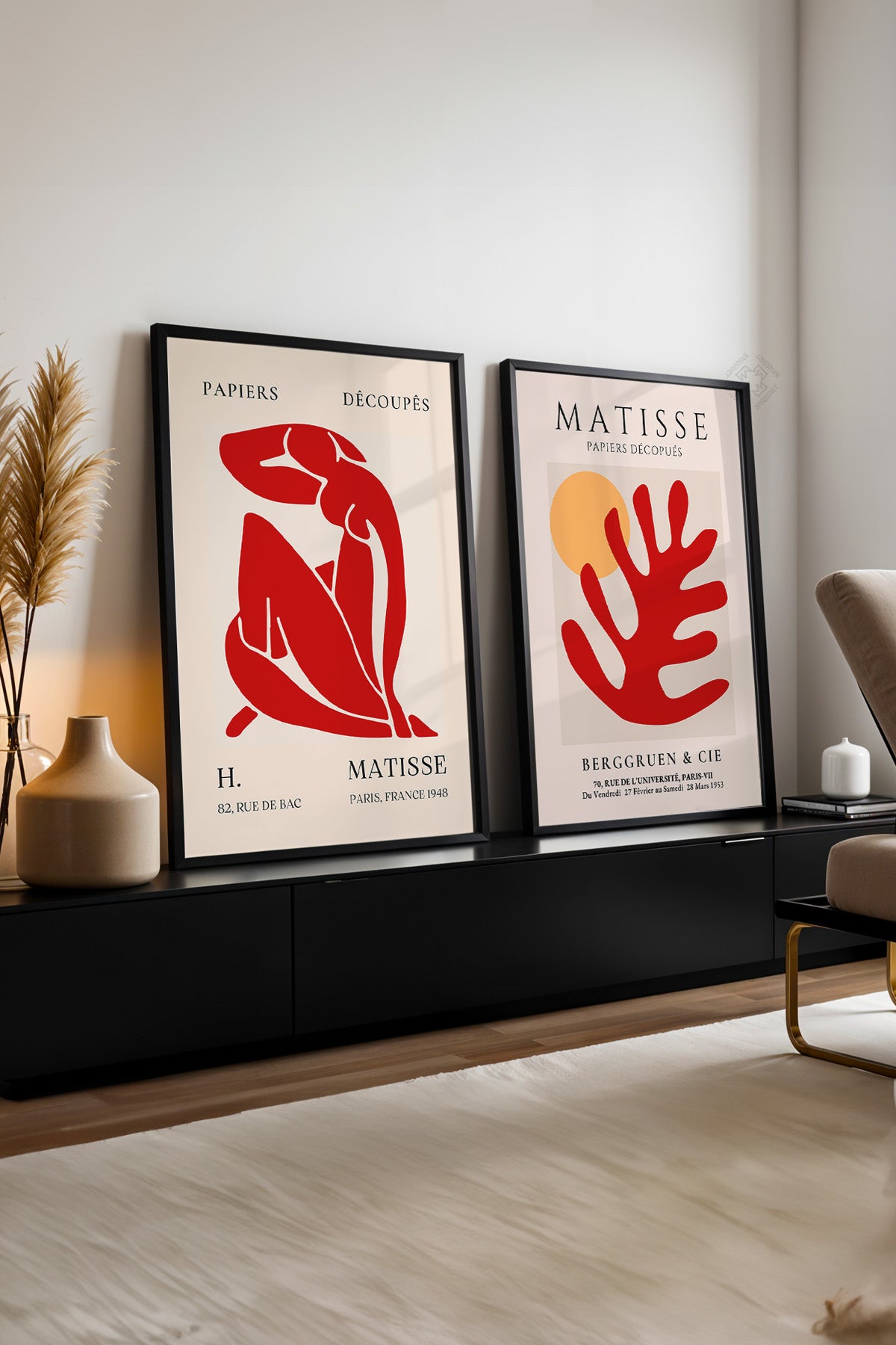 Kırmızı Matisse 2'li Siyah Çerçeveli Poster, Tablo Seti No:26