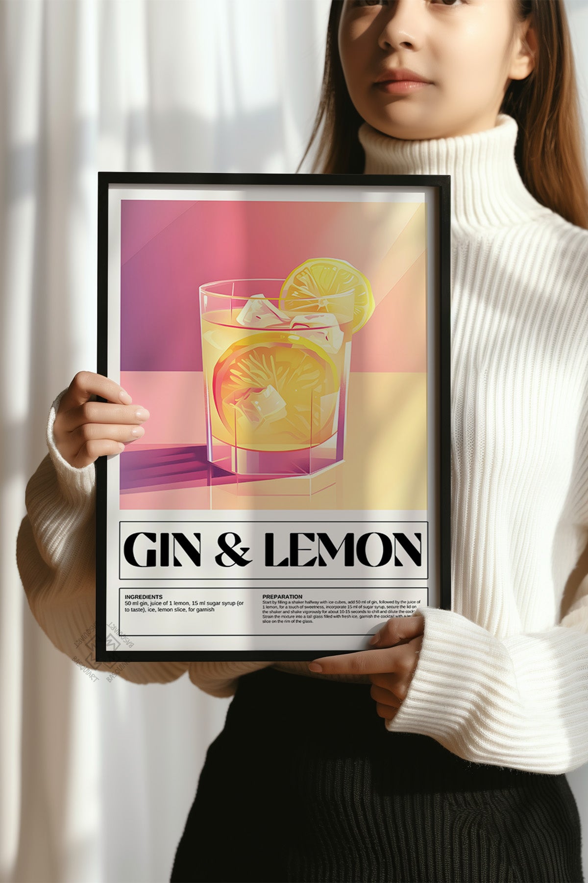 Kokteyl Serisi Siyah Çerçeveli Poster, Tablo, Cafe, Restoran, Mutfak Duvar Dekoru No:3