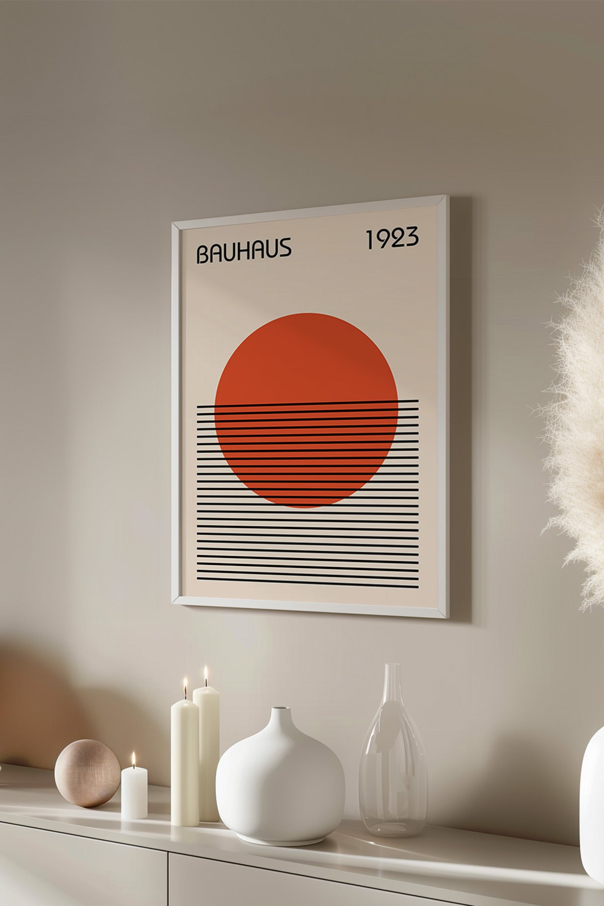 Bauhaus Serisi Beyaz Çerçeveli Poster, Tablo No:27