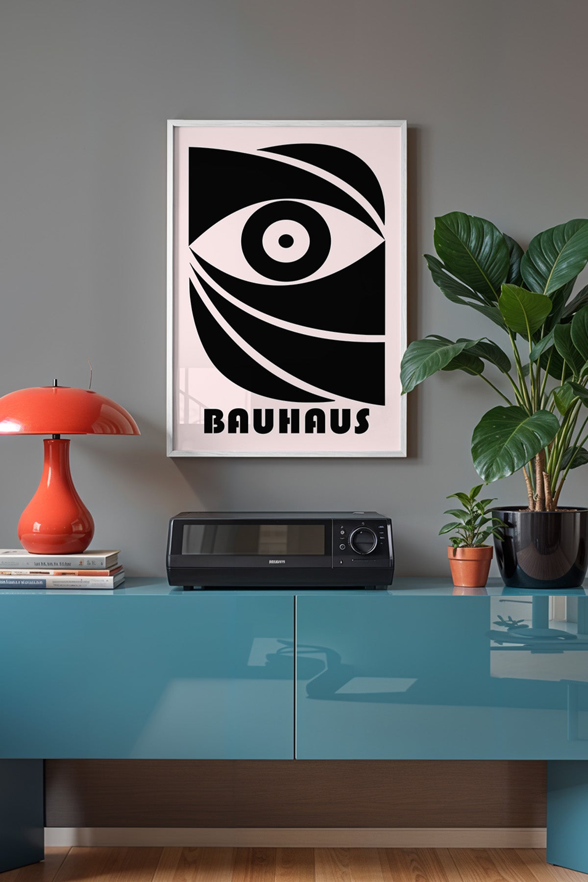 Bauhaus Serisi Beyaz Çerçeveli Poster, Tablo No:62