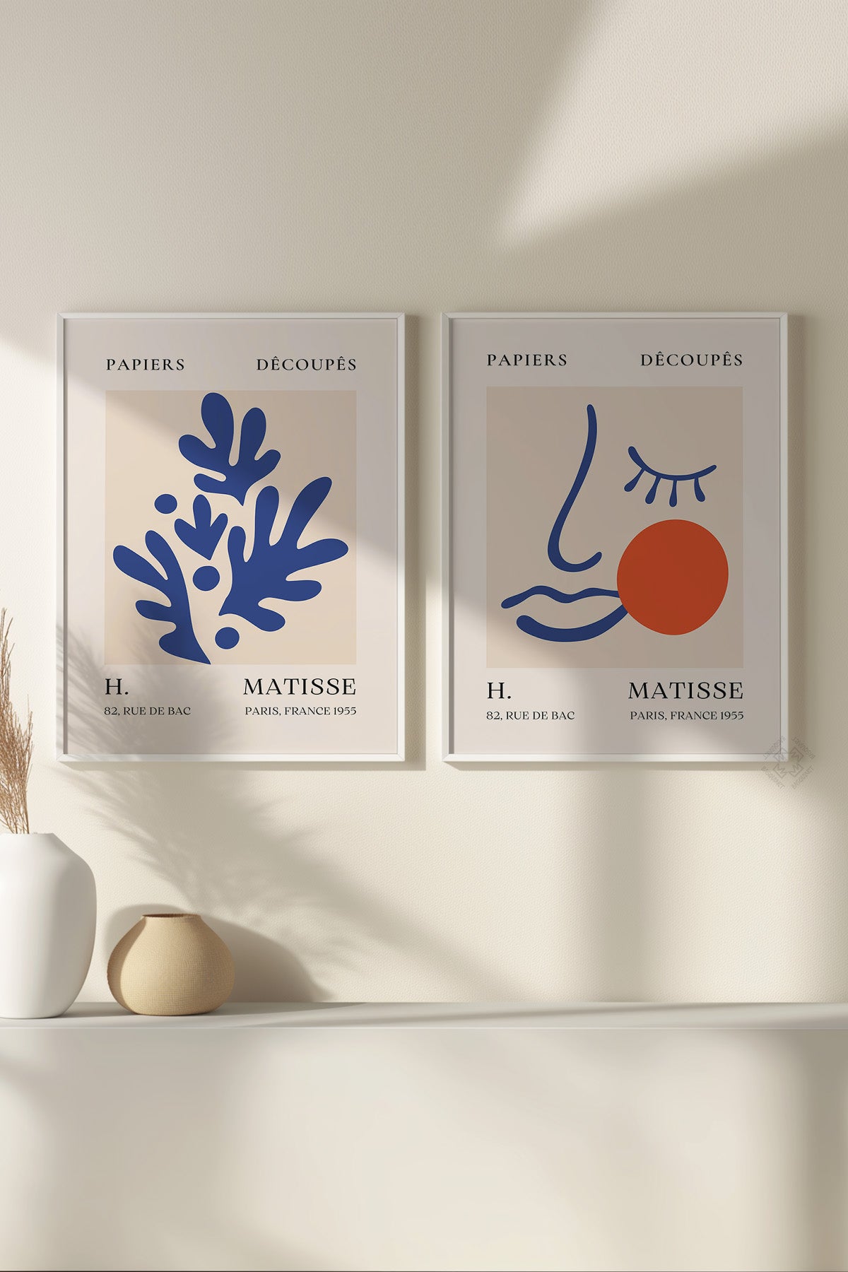 Mavi Matisse 2'li Beyaz Çerçeveli Poster, Tablo Seti No:27