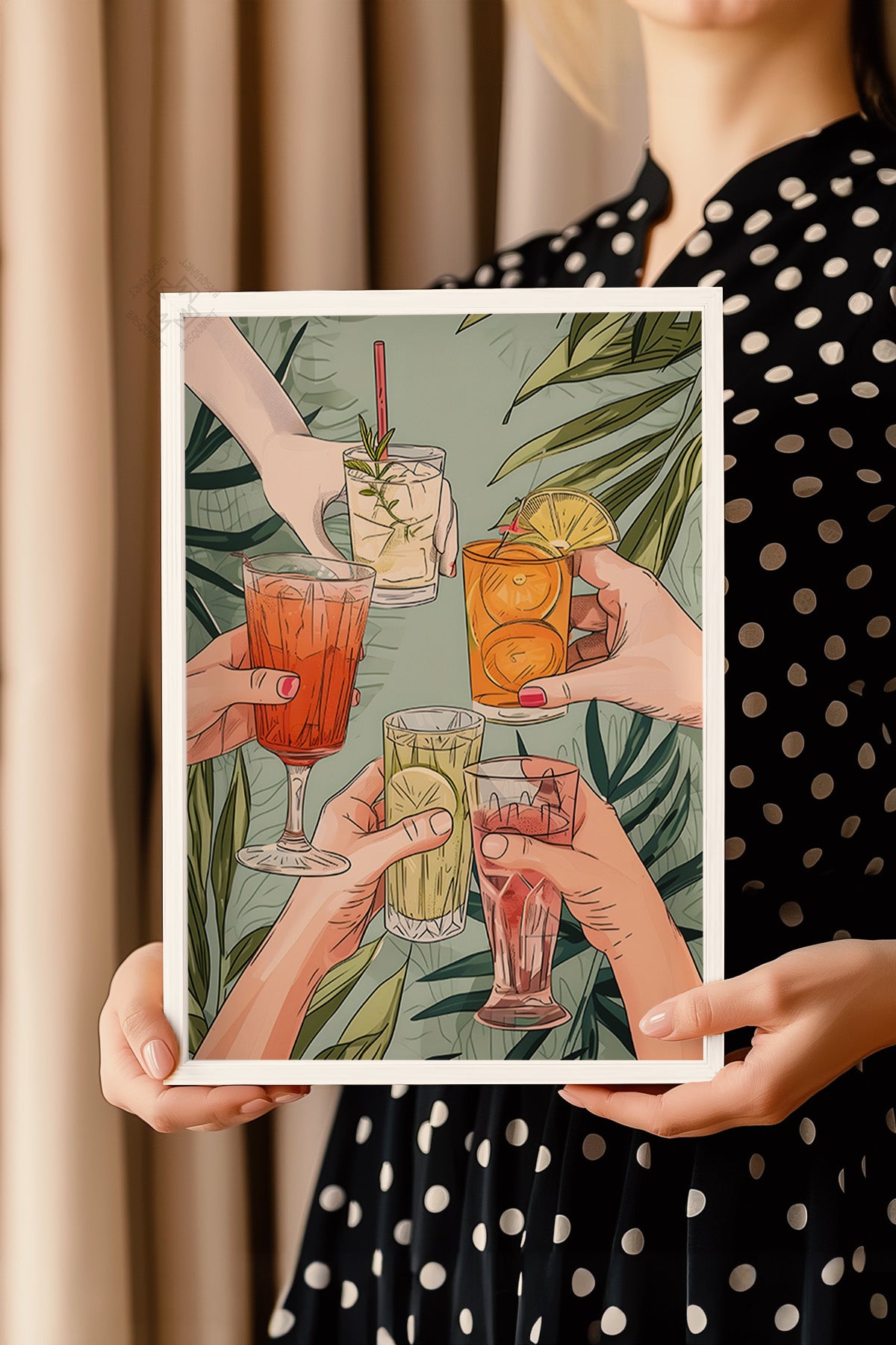 Kokteyl Serisi Beyaz Çerçeveli Poster, Tablo, Cafe, Restoran, Mutfak Duvar Dekoru No:29