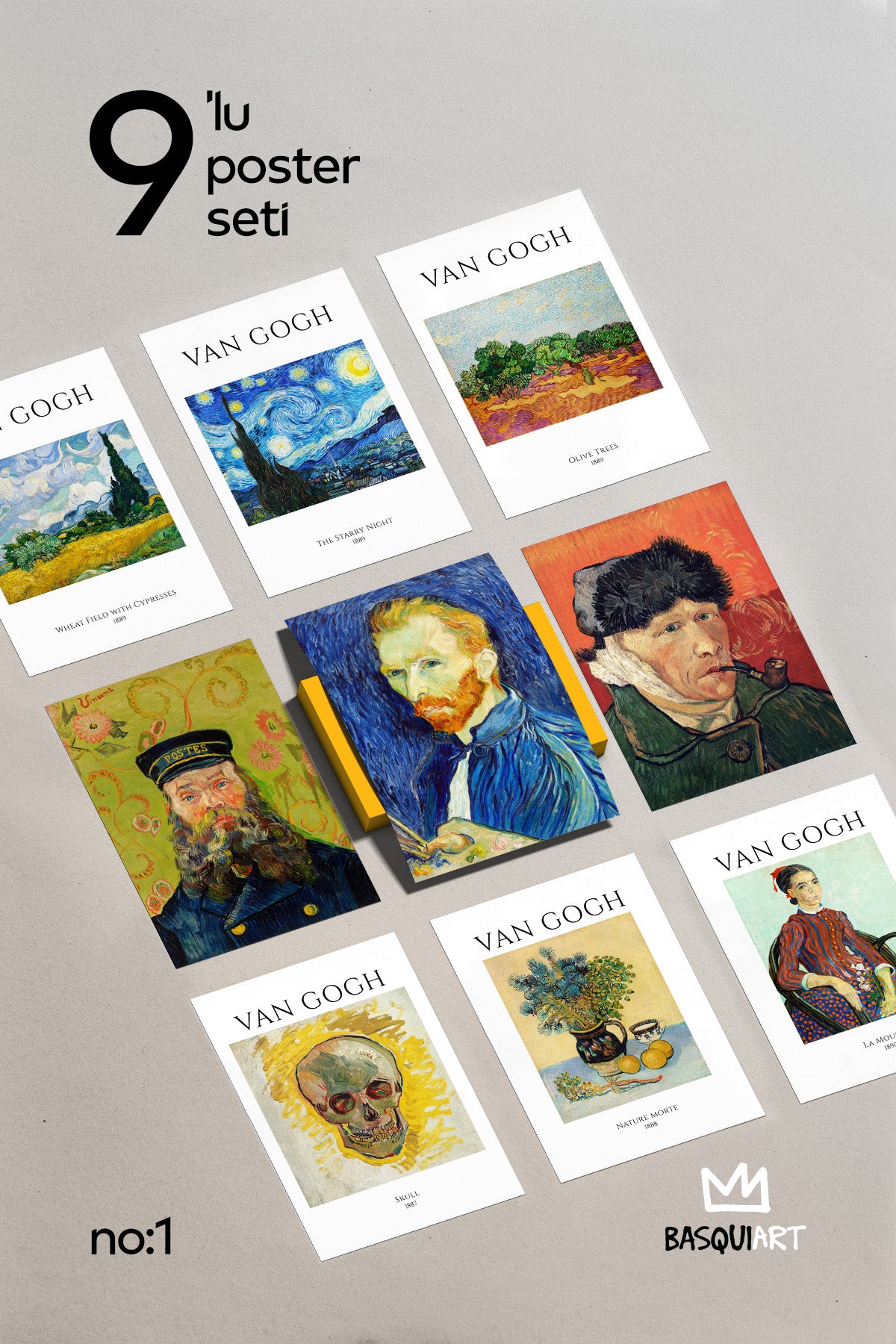 Van Gogh 9'lu Poster Seti, Duvar Dekoru No:1