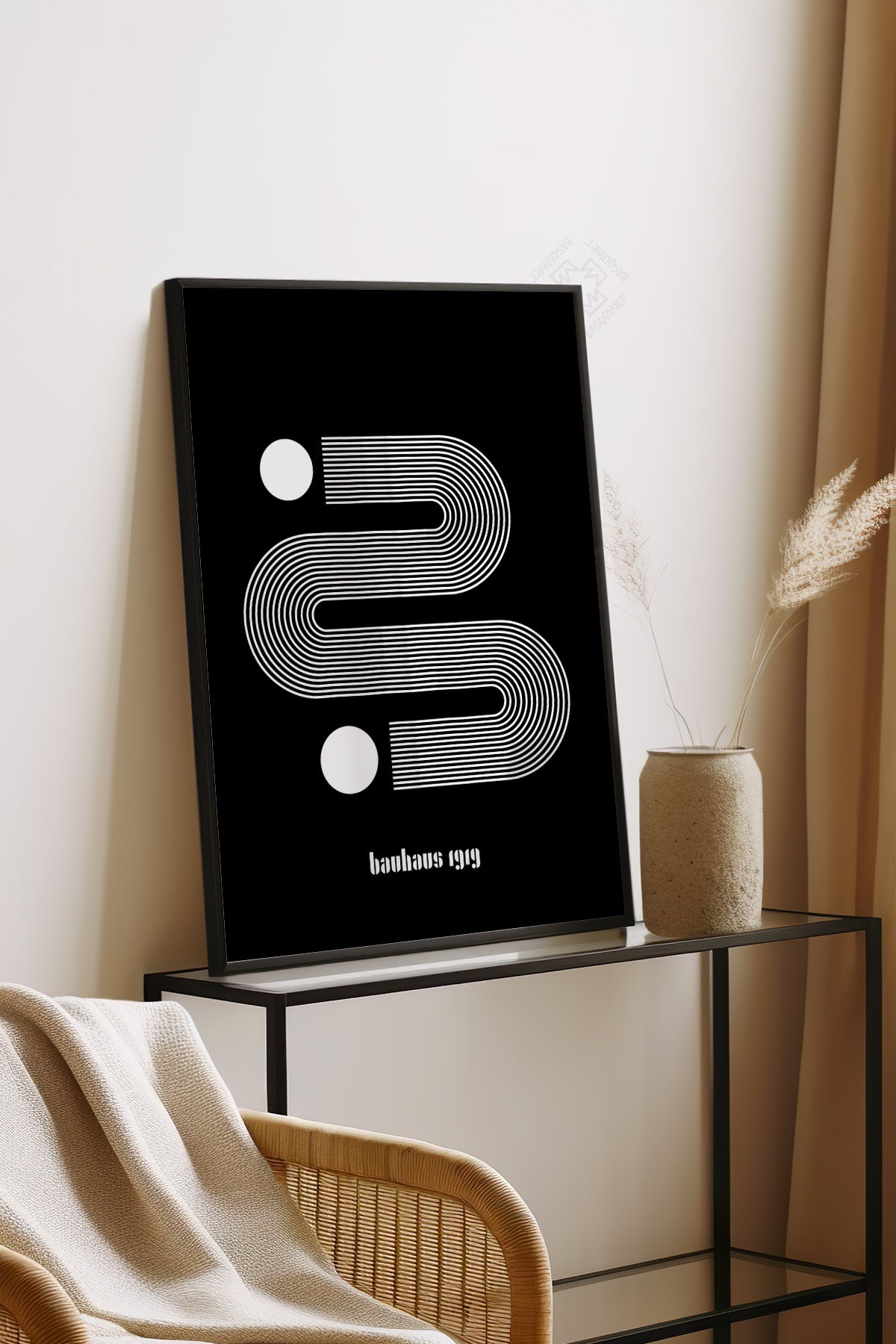 Bauhaus Serisi Siyah Çerçeveli Poster, Tablo No:43