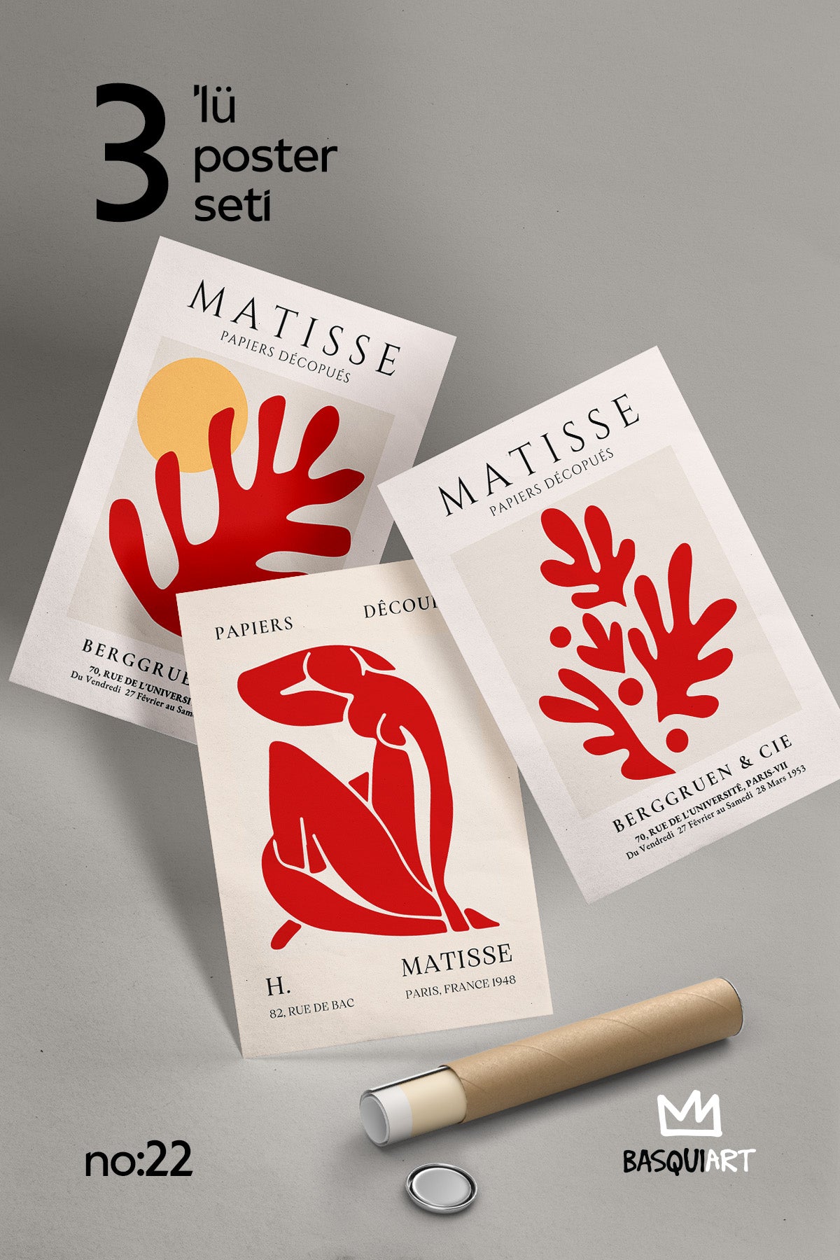 Matisse Vintage 3'lü Poster Seti, Duvar Dekoru No:22
