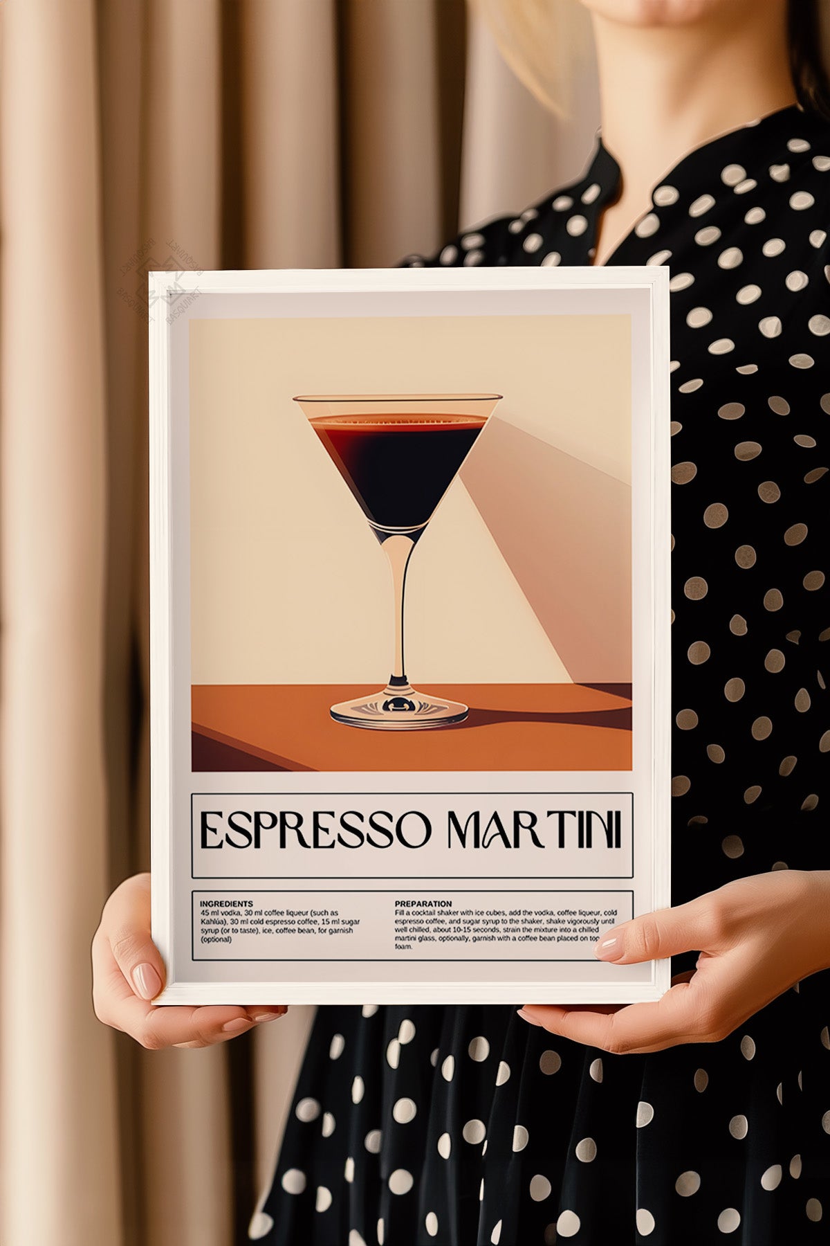 Kokteyl Serisi Beyaz Çerçeveli Poster, Tablo, Cafe, Restoran, Mutfak Duvar Dekoru No:13