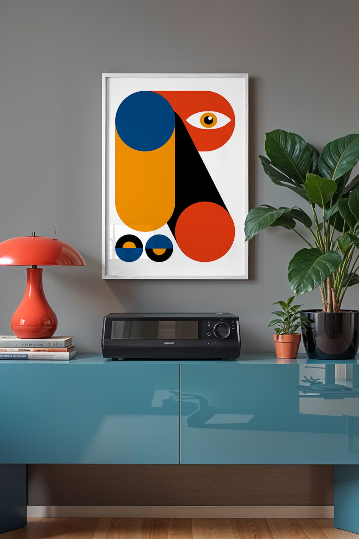 Bauhaus Serisi Beyaz Çerçeveli Poster, Tablo No:5