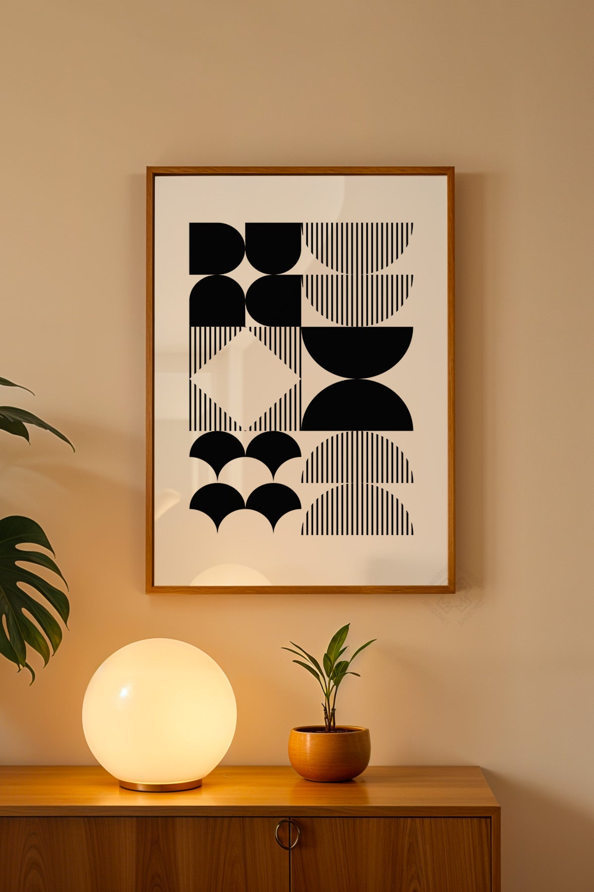 Bauhaus Serisi Ahşap Çerçeveli Poster, Tablo No:108