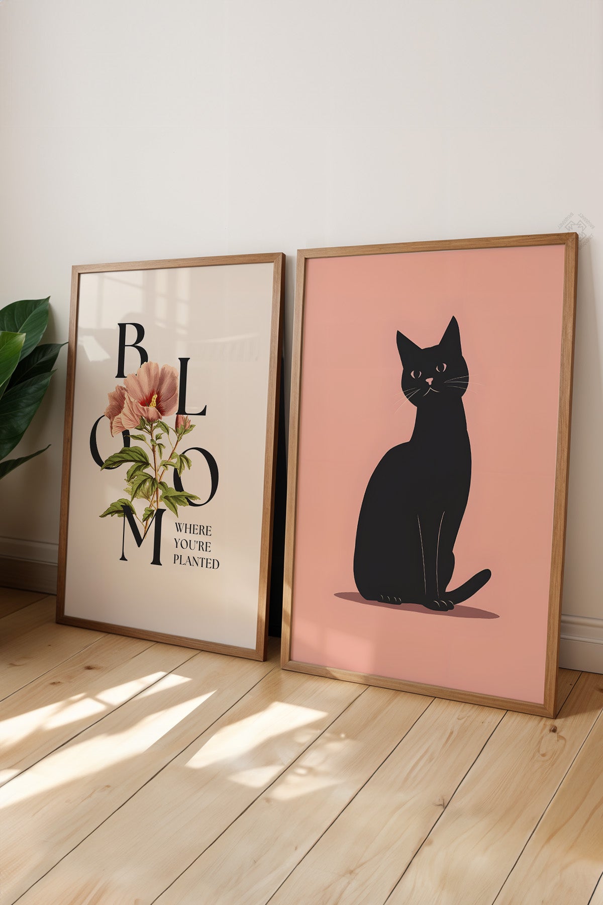 Kedili 2'li Ahşap Çerçeveli Poster, Tablo Seti No:7
