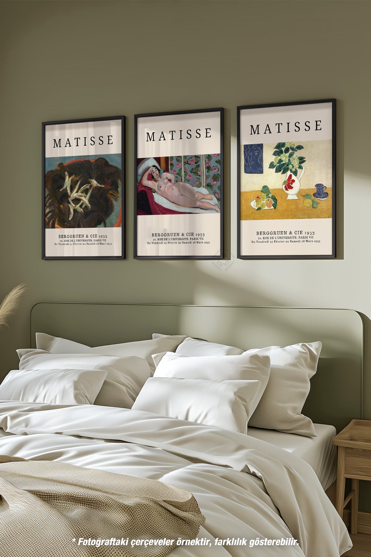 Matisse Sanatsal 3'lü Siyah Çerçeveli Poster, Tablo Seti No:13