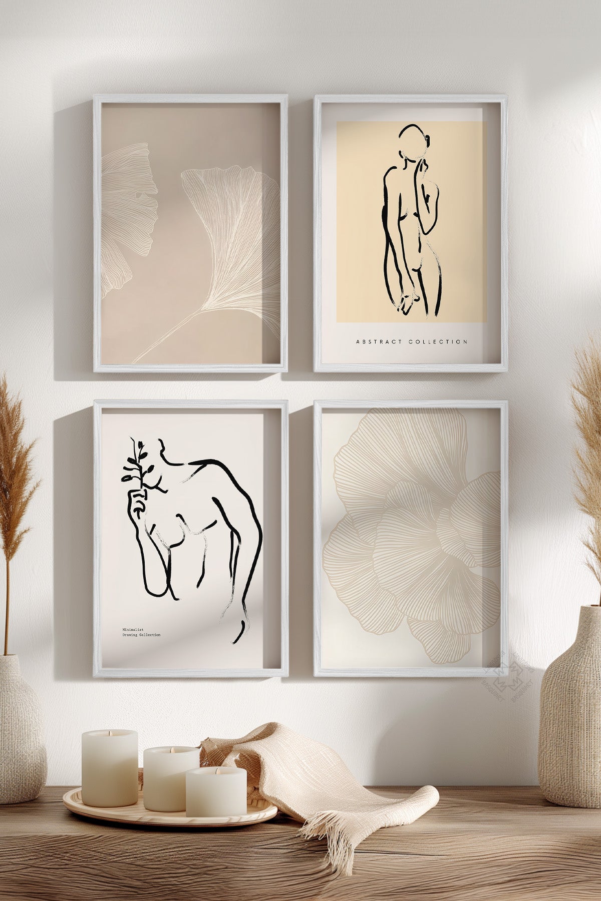 Bohemian 4'lü Beyaz Çerçeveli Poster, Tablo Seti No:19
