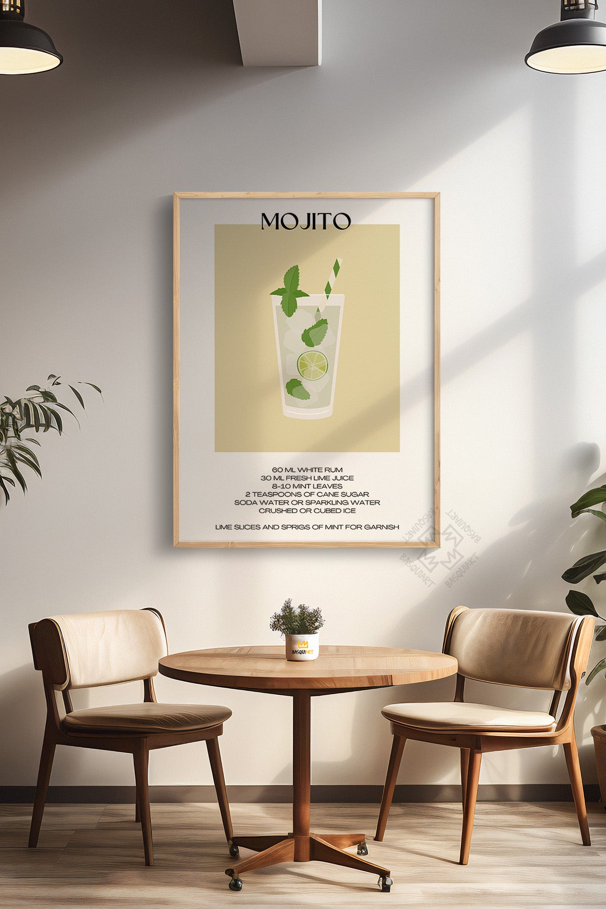 Kokteyl Serisi Ahşap Çerçeveli Poster, Tablo, Cafe, Restoran, Mutfak Duvar Dekoru No:26