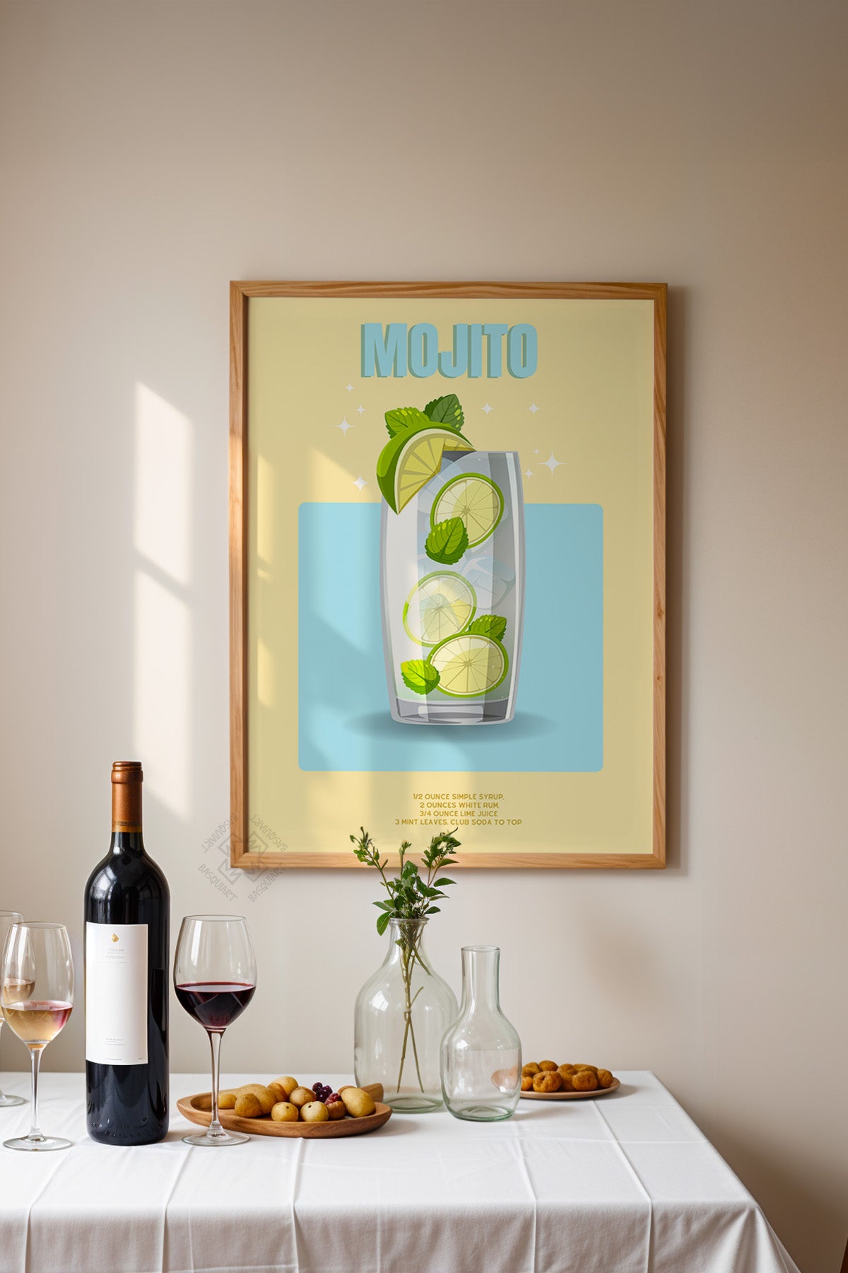 Kokteyl Serisi Ahşap Çerçeveli Poster, Tablo, Cafe, Restoran, Mutfak Duvar Dekoru No:56