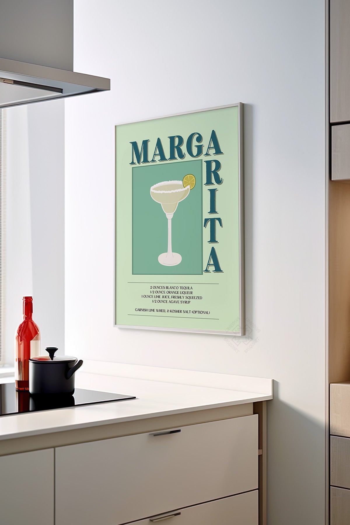 Kokteyl Serisi Beyaz Çerçeveli Poster, Tablo, Cafe, Restoran, Mutfak Duvar Dekoru No:54