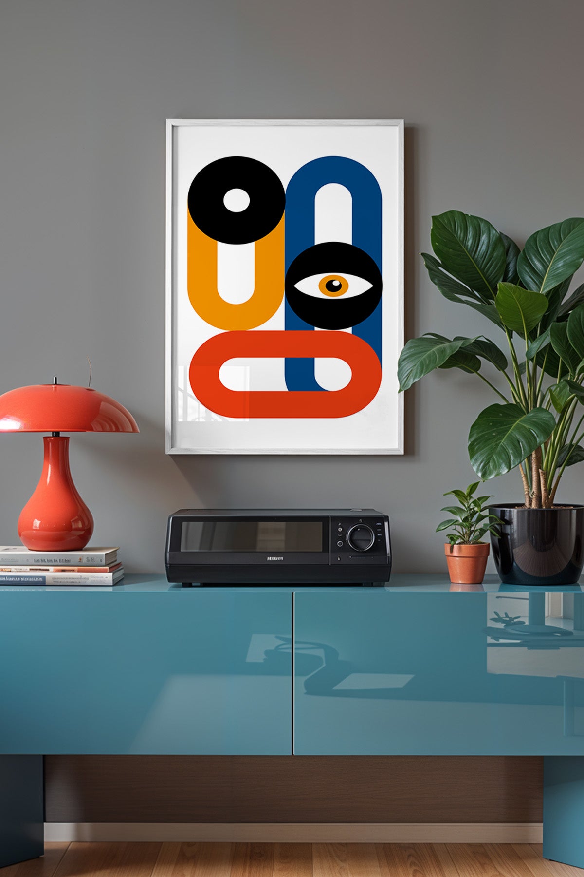 Bauhaus Serisi Beyaz Çerçeveli Poster, Tablo No:2
