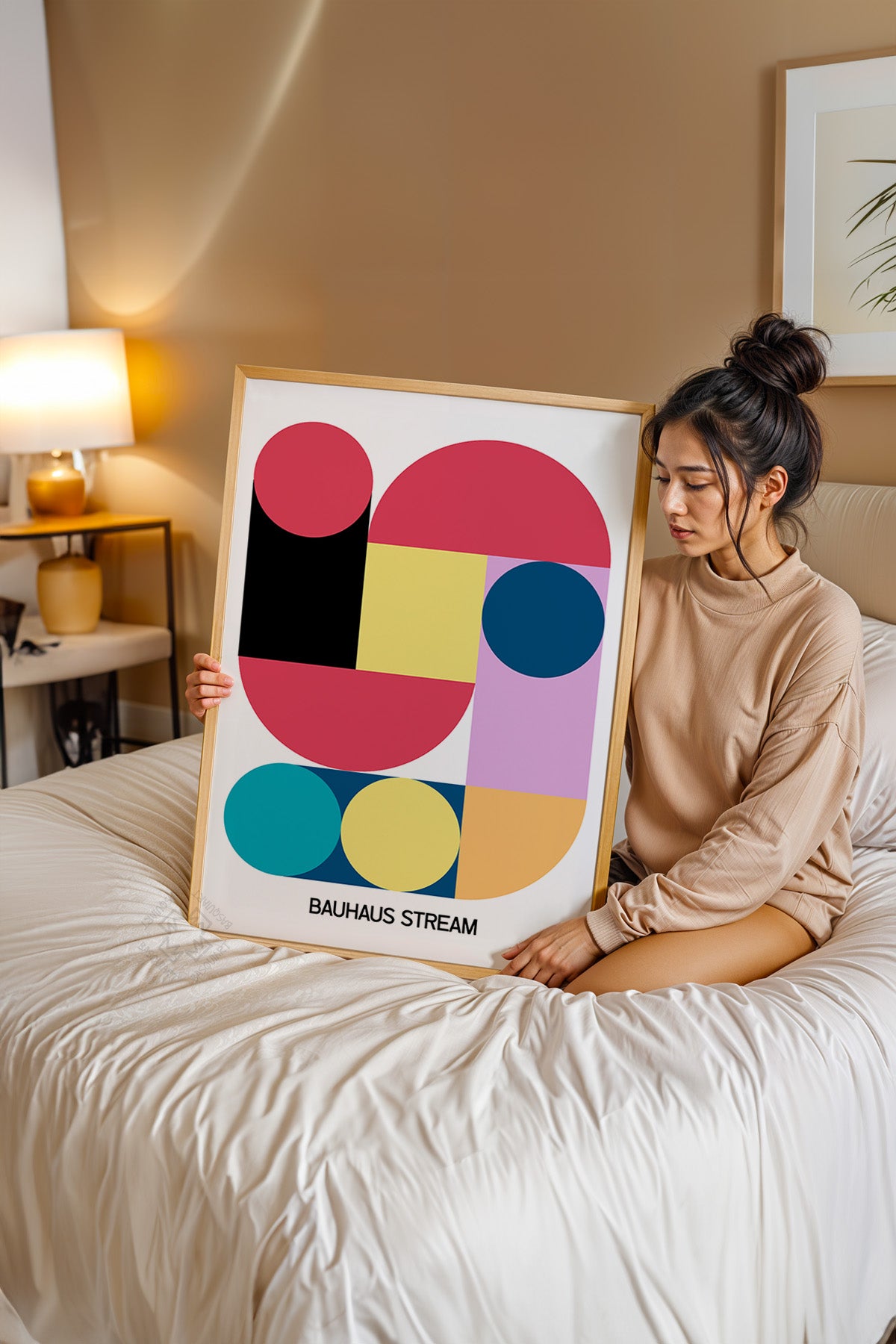 Bauhaus Serisi Ahşap Çerçeveli Poster, Tablo No:122
