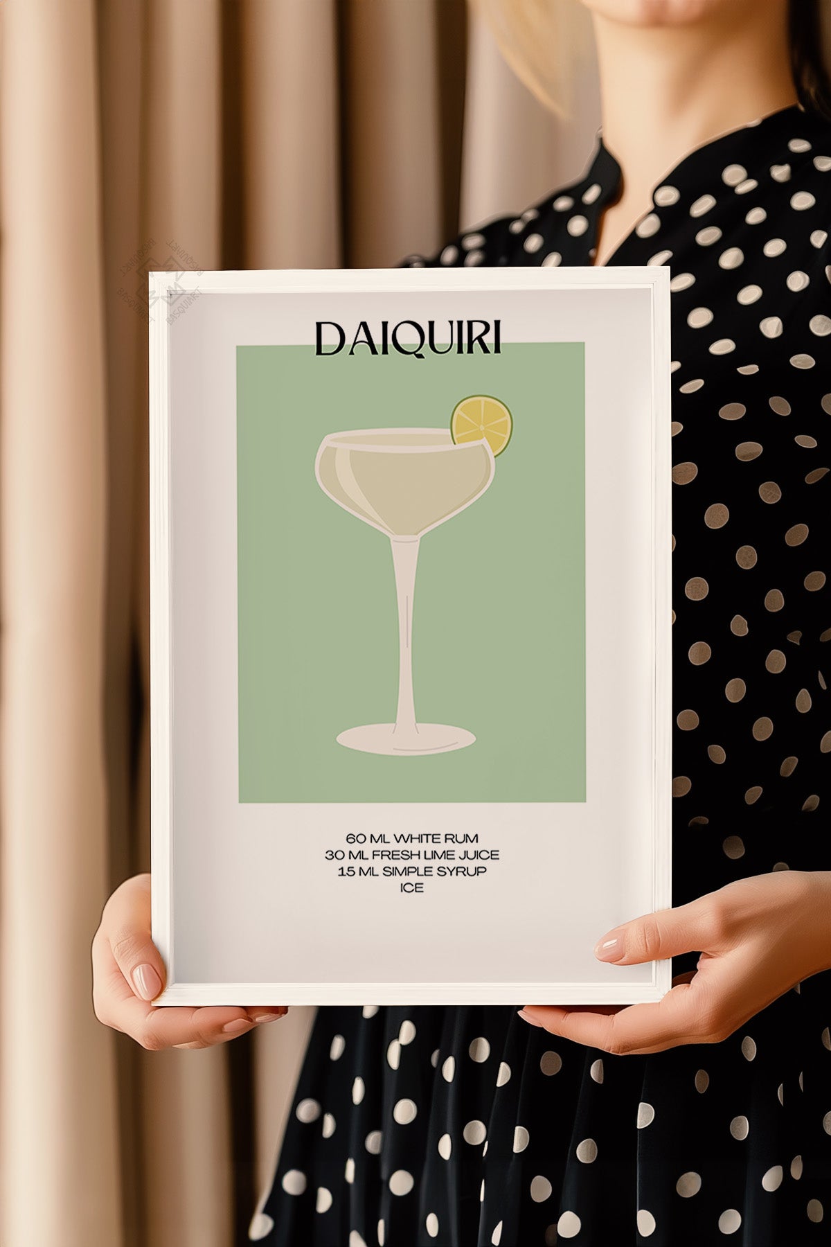 Kokteyl Serisi Beyaz Çerçeveli Poster, Tablo, Cafe, Restoran, Mutfak Duvar Dekoru No:24