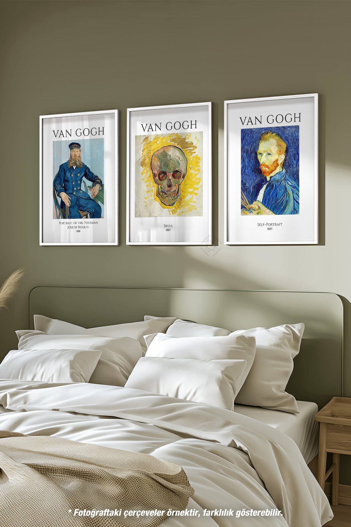 Vincent Van Gogh 3'lü Beyaz Çerçeveli Poster, Tablo Seti No:2