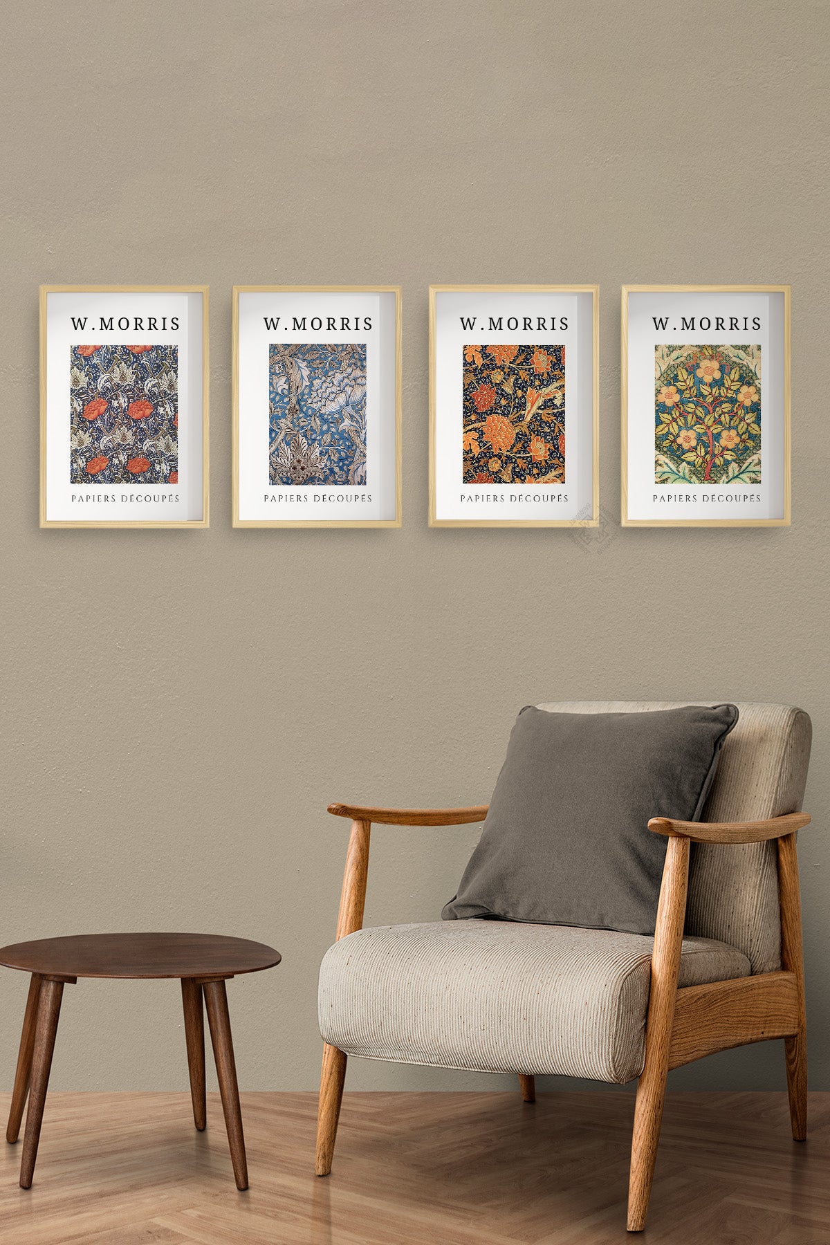 W Morris 4'lü Ahşap Çerçeveli Poster, Tablo Seti No:40
