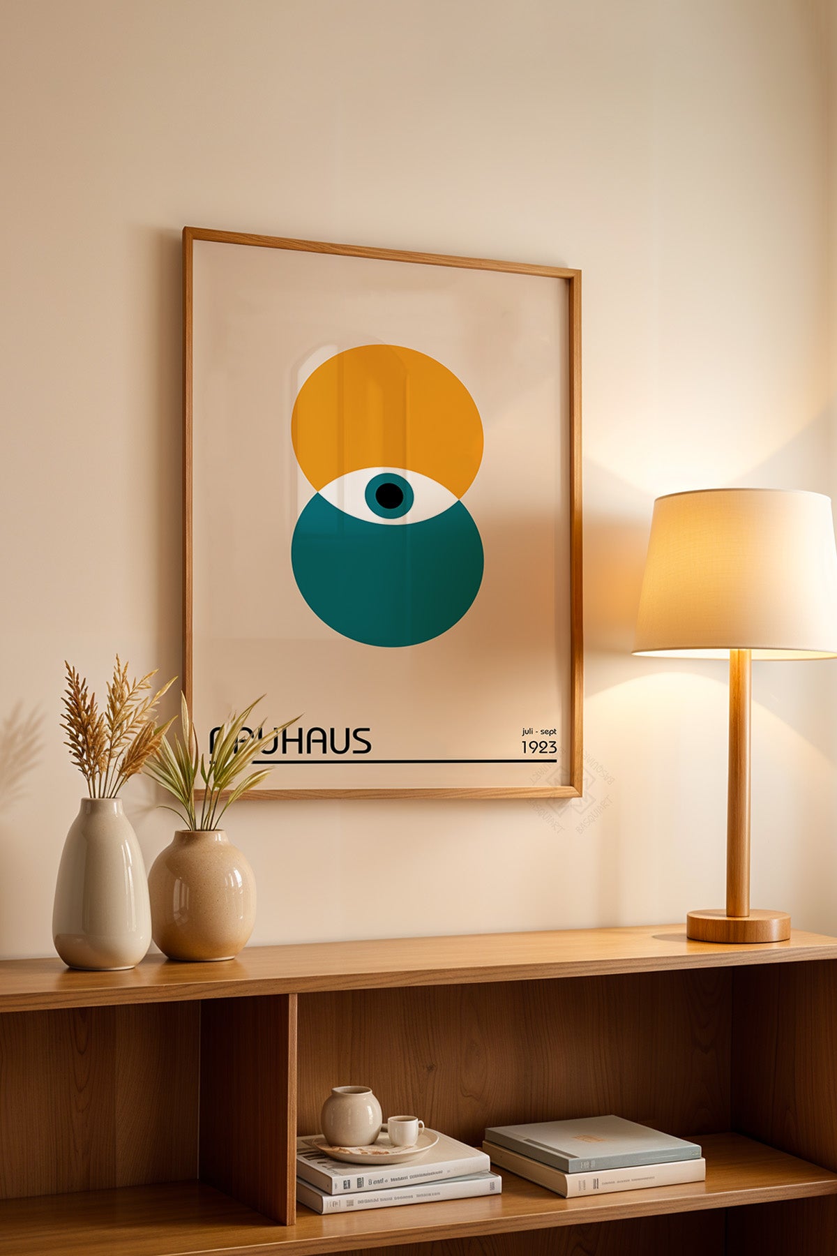 Bauhaus Serisi Ahşap Çerçeveli Poster, Tablo No:21