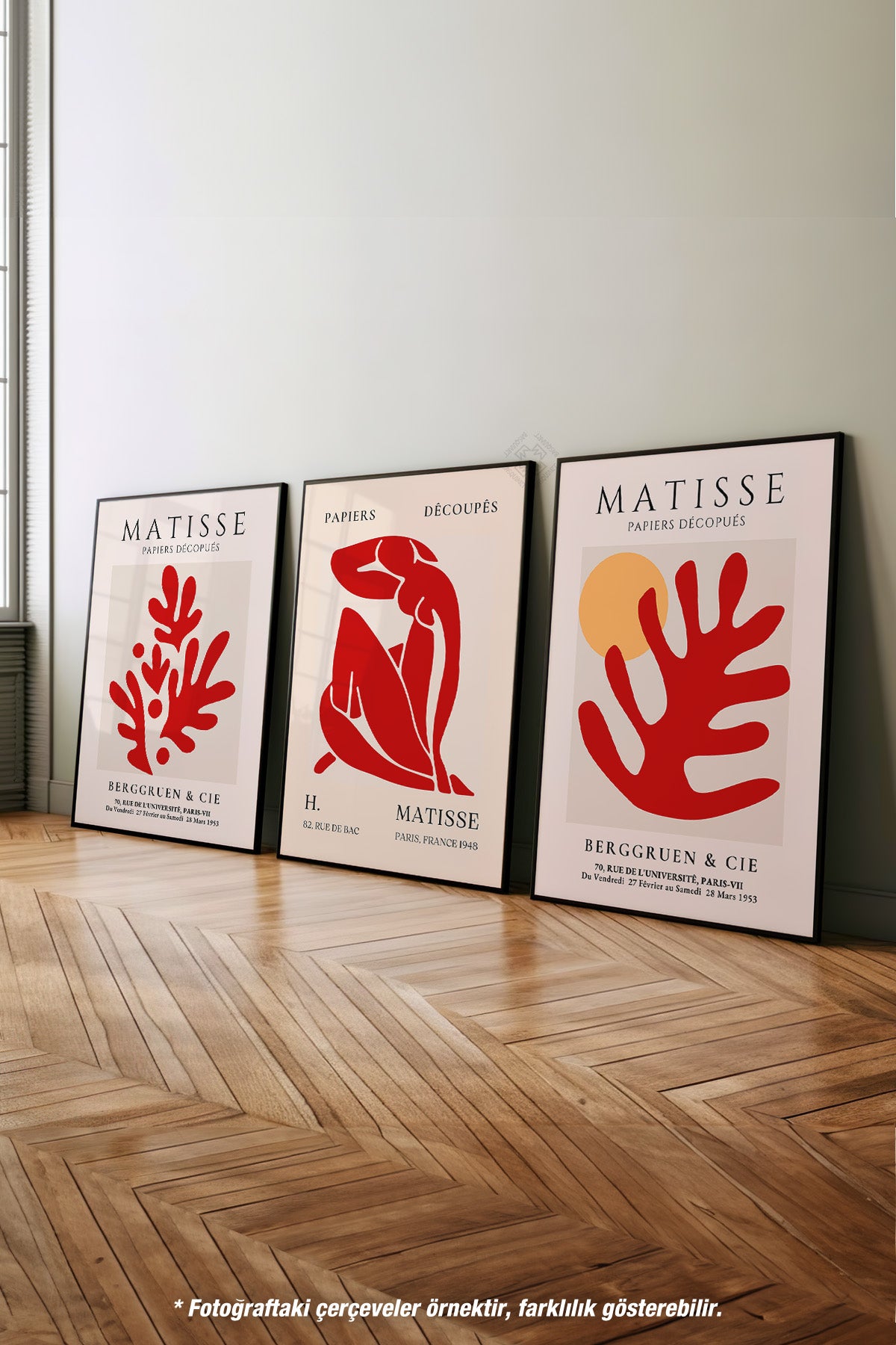 Matisse Vintage 3'lü Siyah Çerçeveli Poster, Tablo Seti No:22