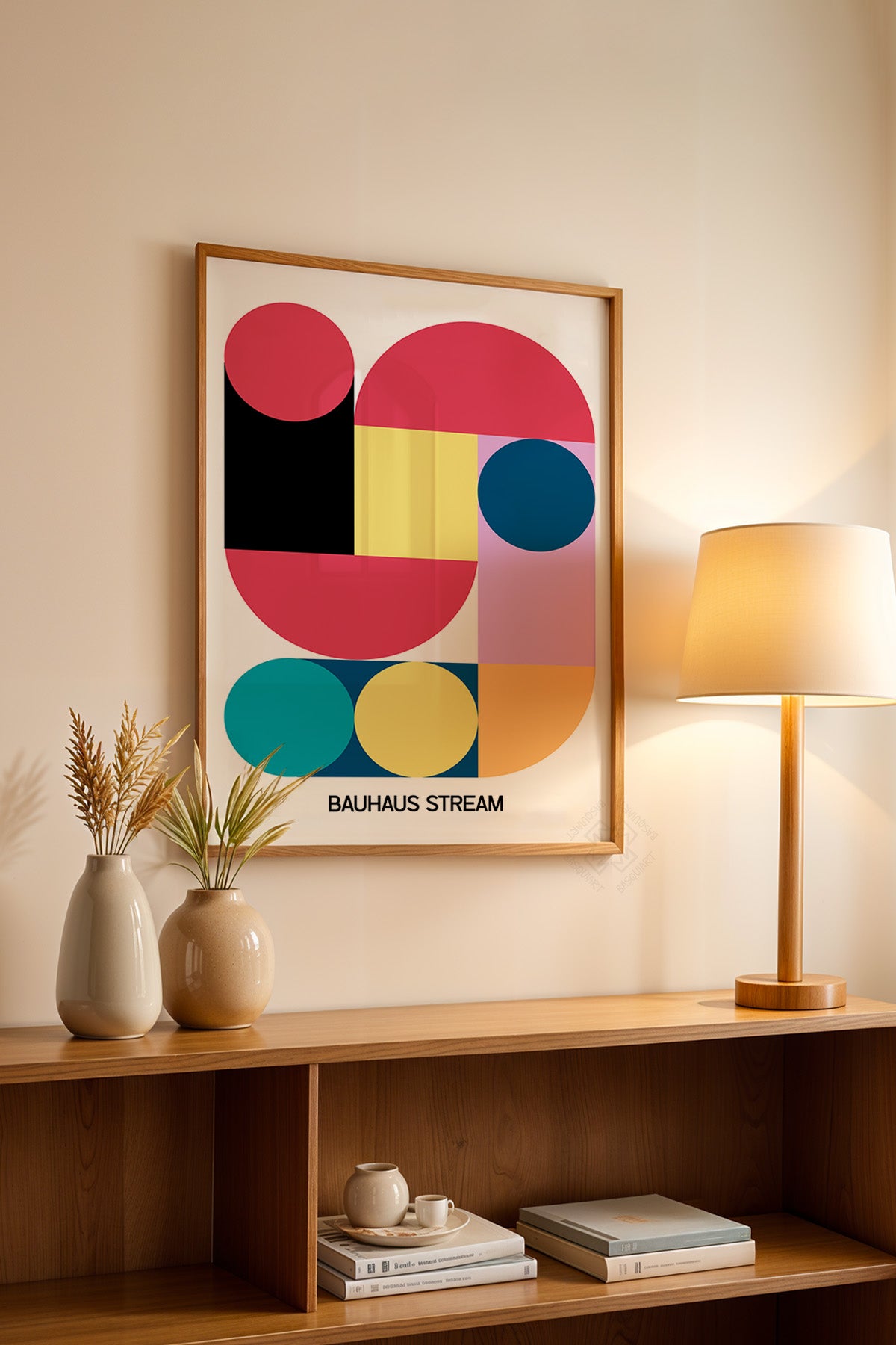 Bauhaus Serisi Ahşap Çerçeveli Poster, Tablo No:122