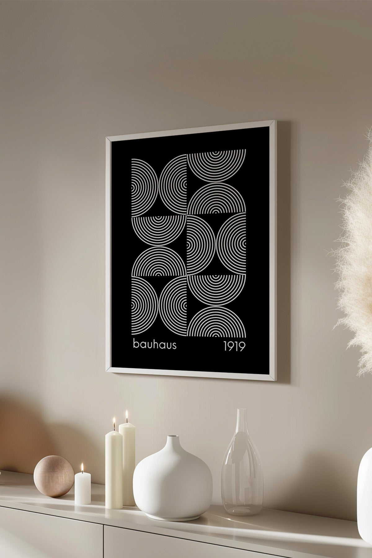 Bauhaus Serisi Beyaz Çerçeveli Poster, Tablo No:41
