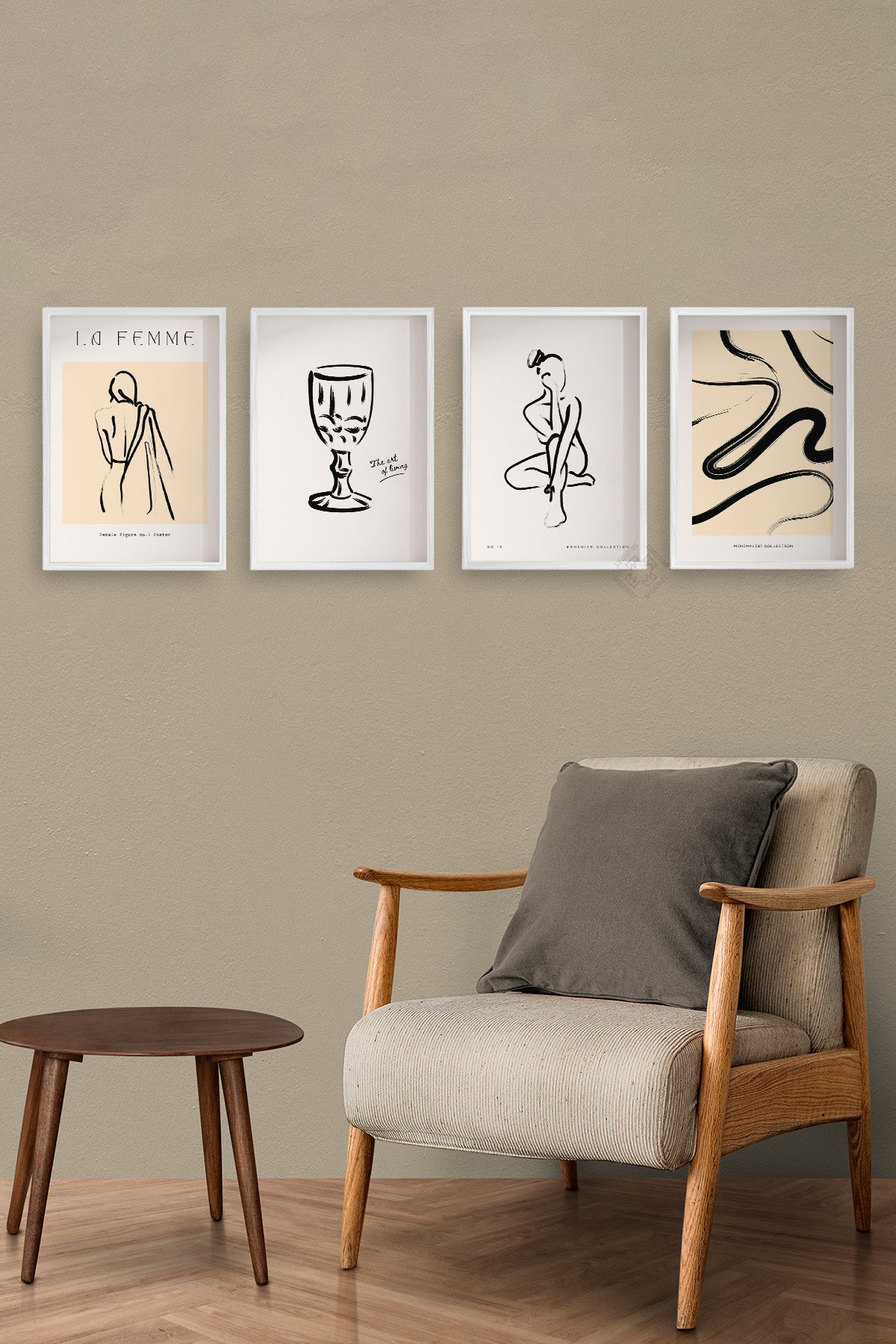 Bohemian 4'lü Beyaz Çerçeveli Poster, Tablo Seti No:20