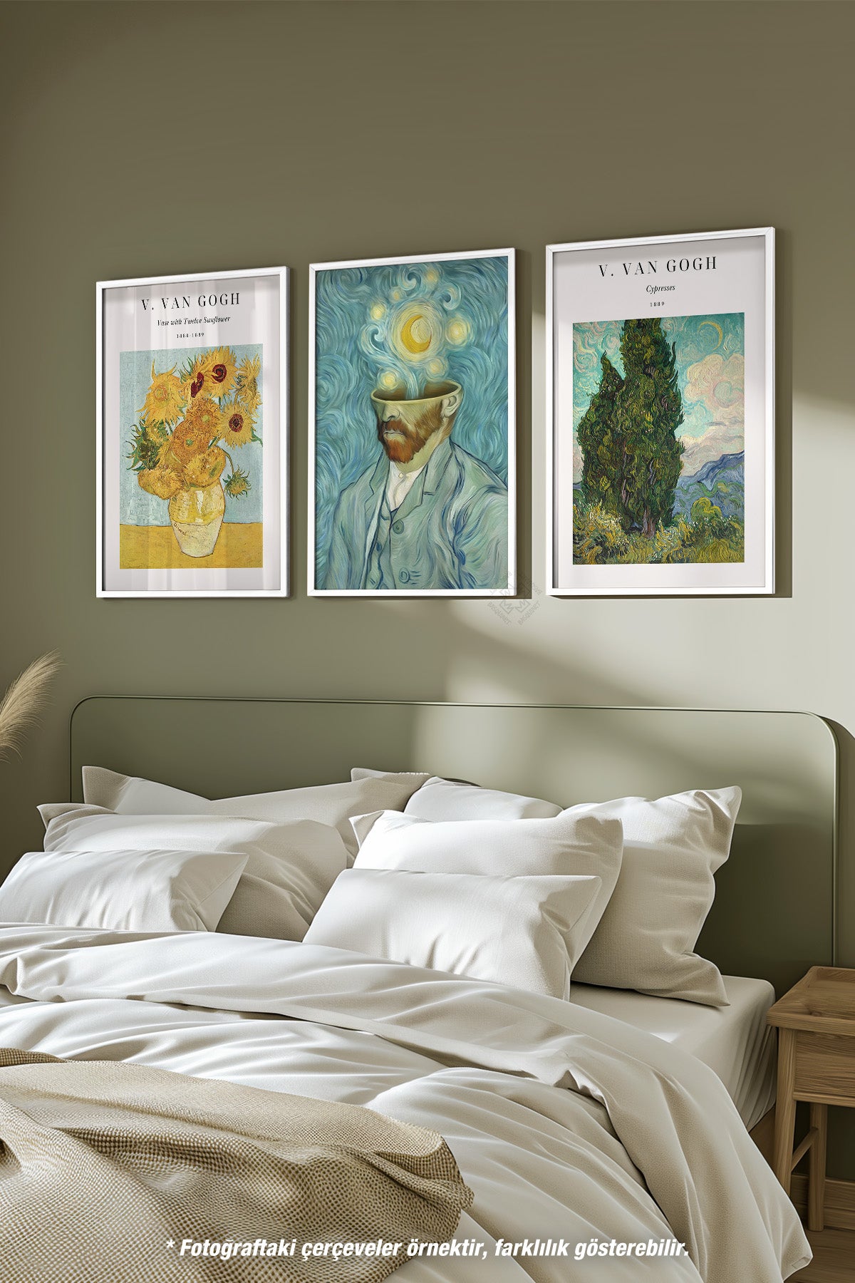 Van Gogh 3'lü Beyaz Çerçeveli Poster, Tablo Seti No:25
